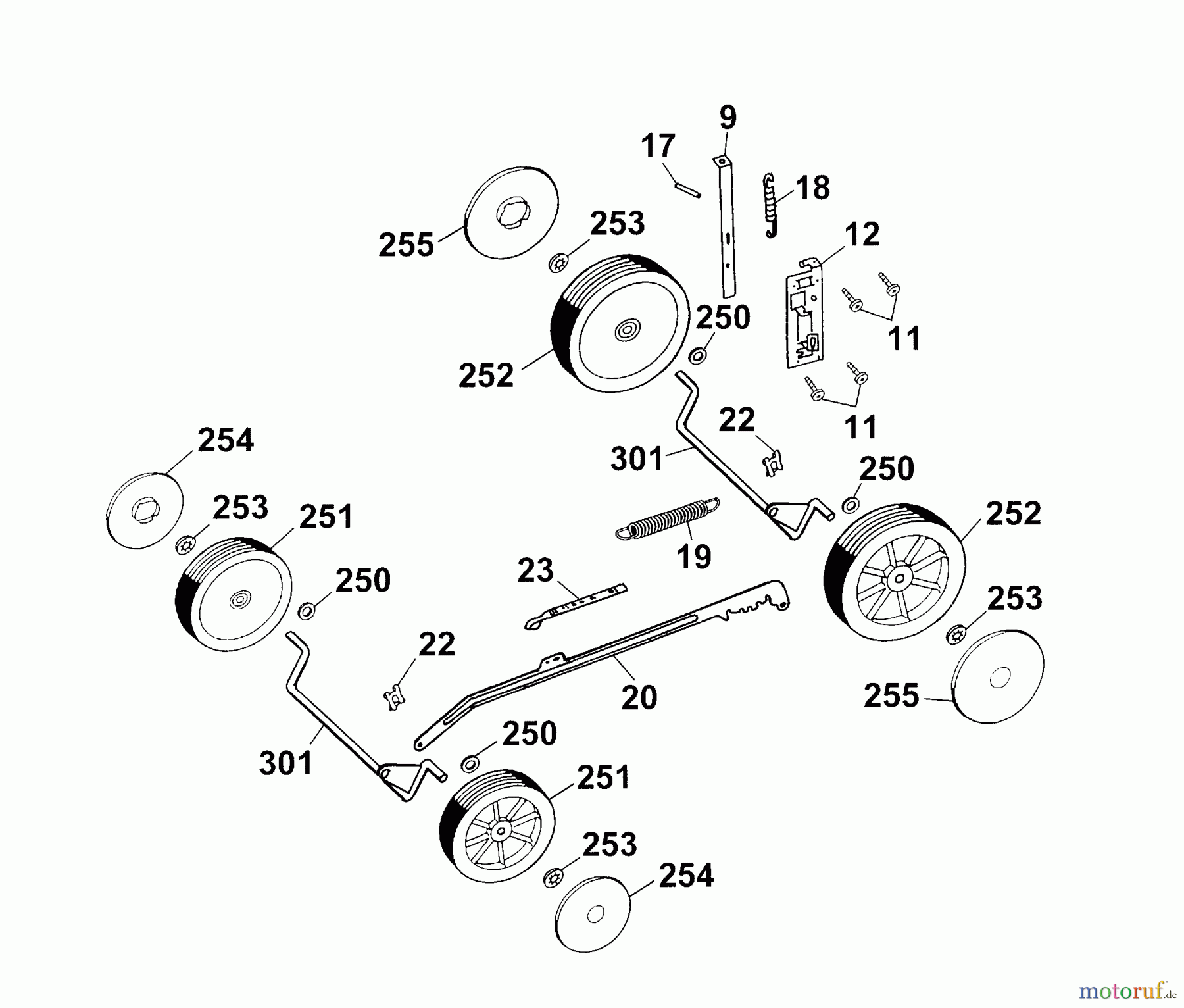  Wolf-Garten Elektromäher Premio 40 EKF 4026003 Serie C  (2003) Räder, Schnitthöhenverstellung