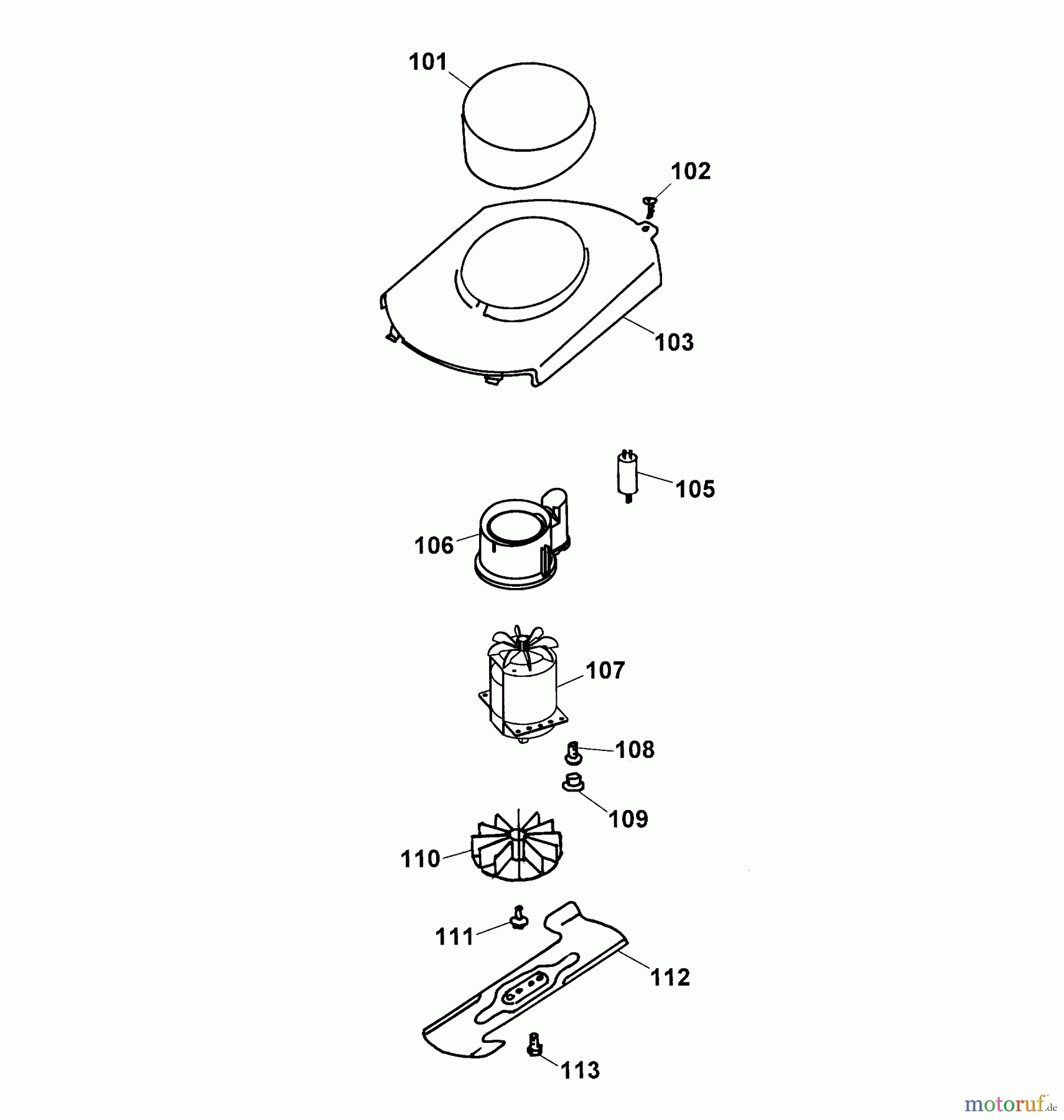 Wolf-Garten Elektromäher Premio 32 E 4922000 Serie G, H (2003) Abdeckhaube Motor, Messer, Motor