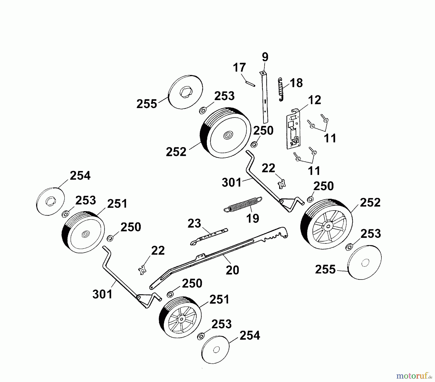  Wolf-Garten Motormäher Premio 40 B 4011000 Serie B, C  (2003) Höhenverstellung, Räder