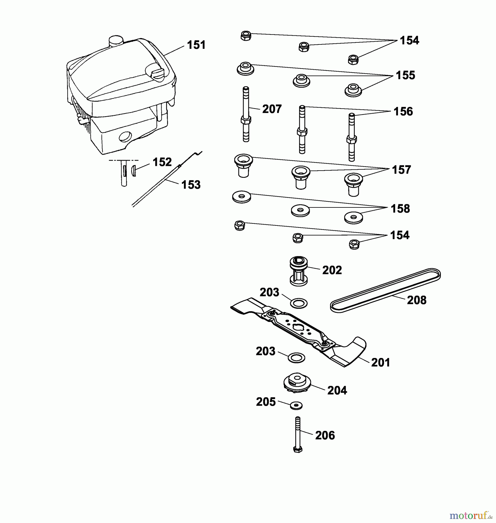 Wolf-Garten Motormäher mit Antrieb Premio 40 BA 4015000 Serie B-D (2003) Messer, Messeraufnahme, Motor