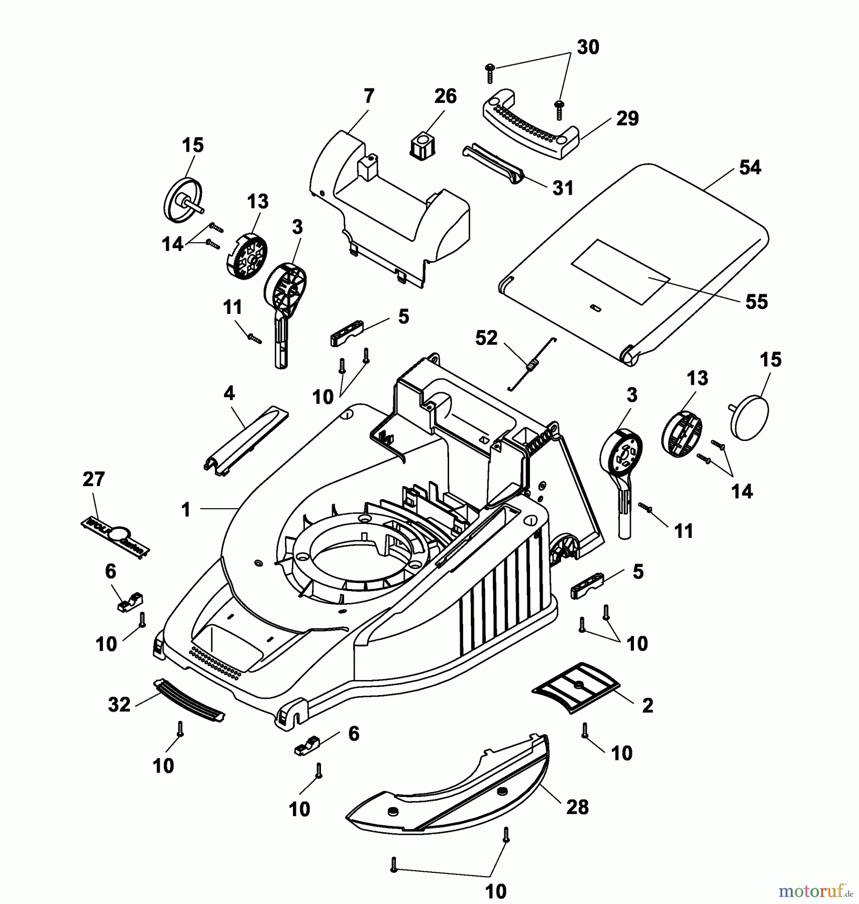  Wolf-Garten Motormäher Premio 46 B 4611000 Serie B, C, D  (2003) Mähwerksgehäuse