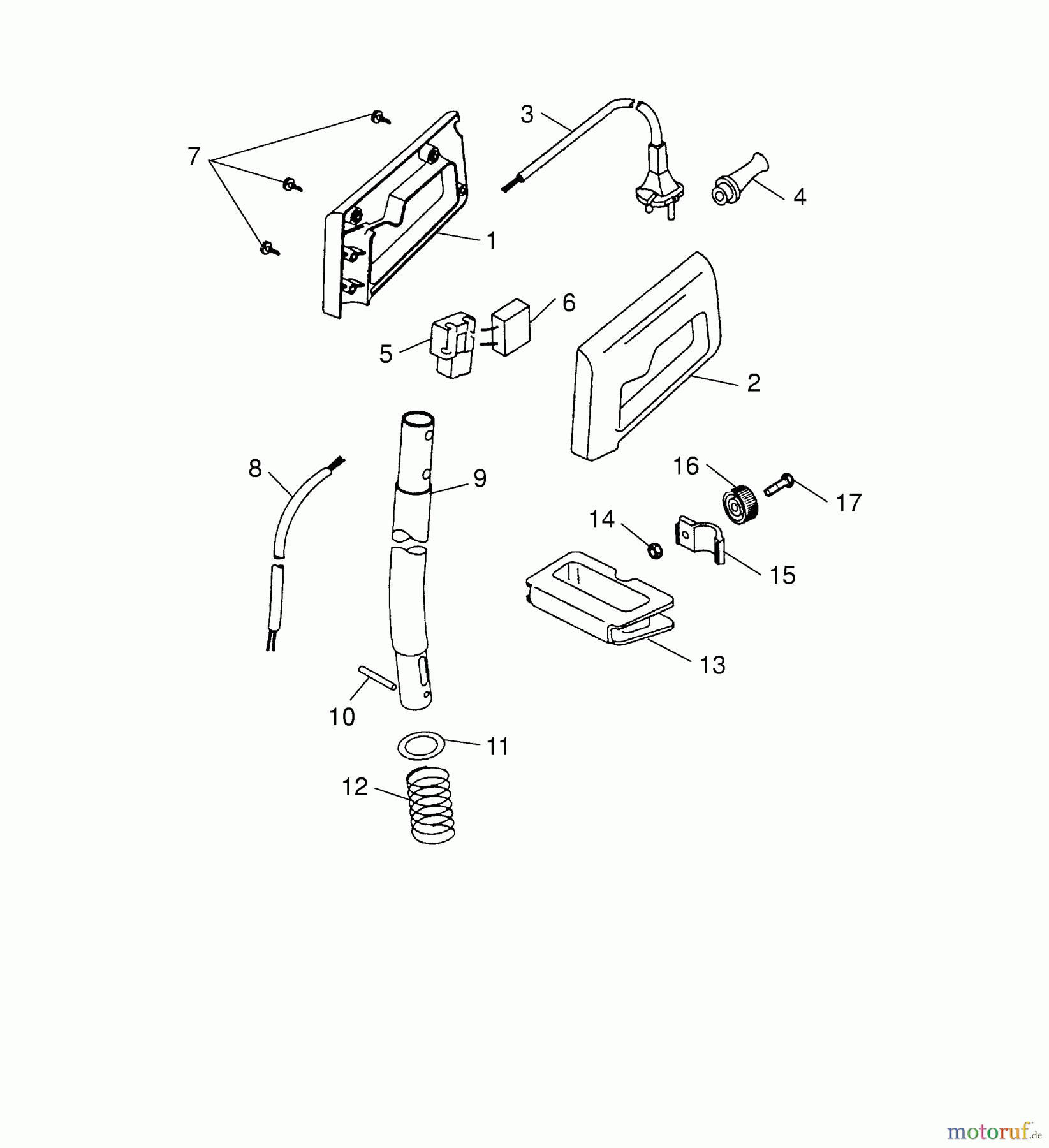 Wolf-Garten Elektrotrimmer RQ 250 7126000 Serie F (2004) Handgriff, Schalter, Stiel