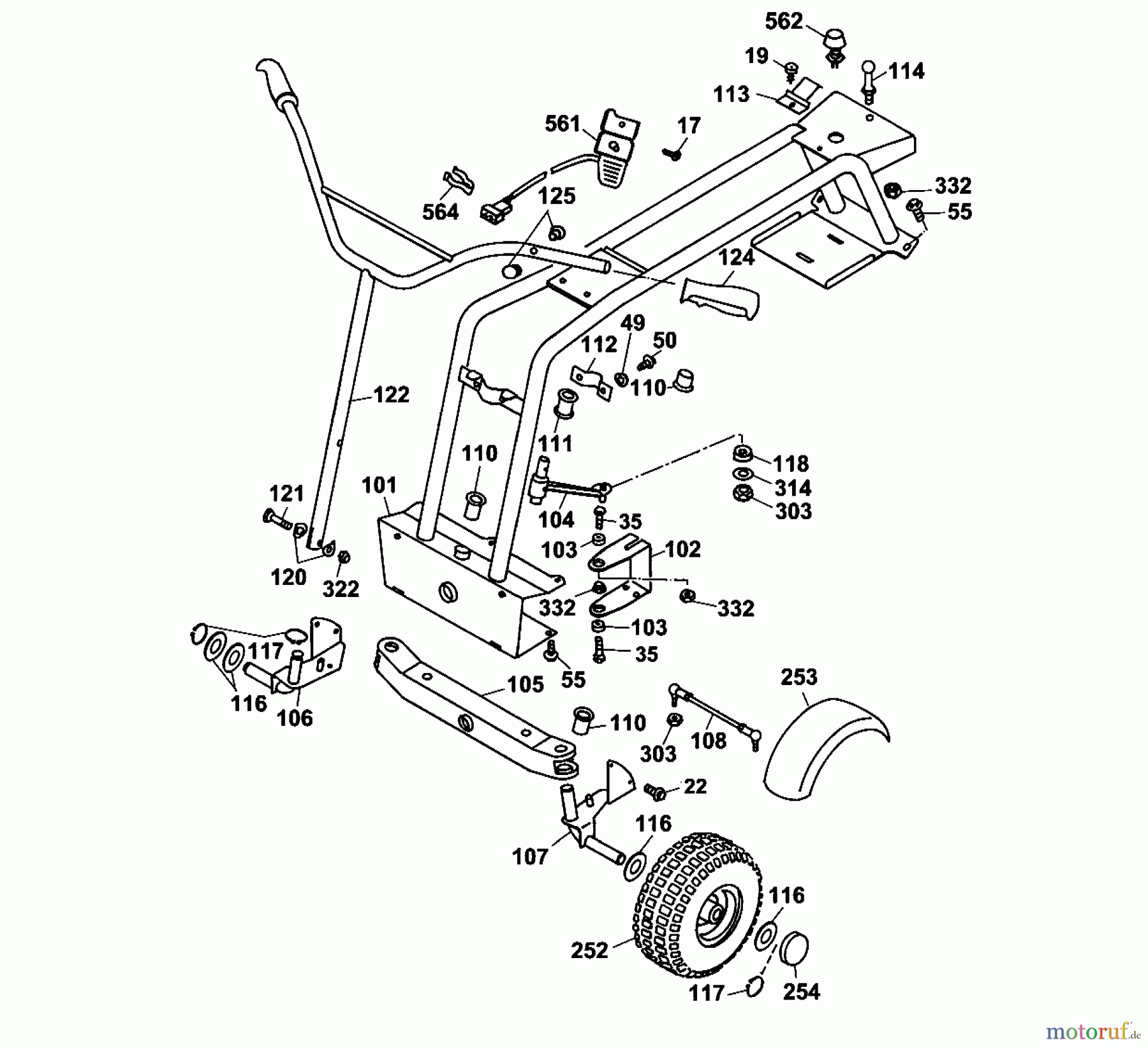 Wolf-Garten Scooter SV 4 6155000 Serie B (2001) Lenkung, Oberrahmen