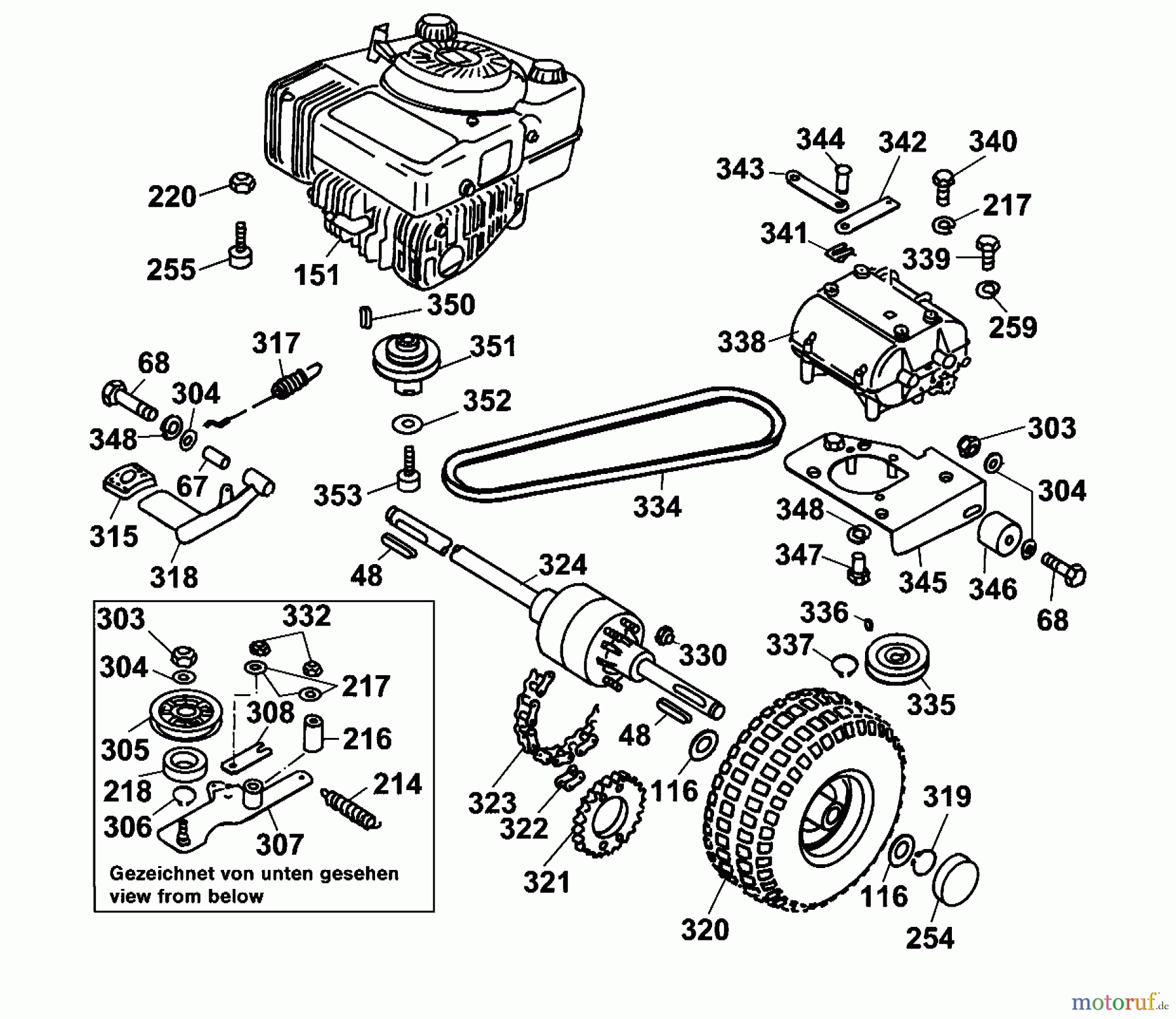 Wolf-Garten Scooter SV 4 6155000 Serie B (2001) Differential, Fahrantrieb, Motor
