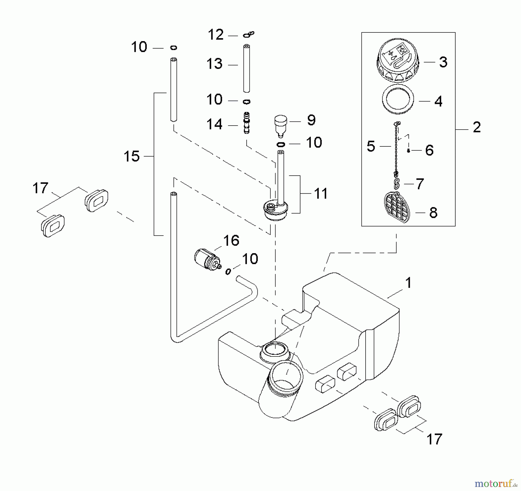  Shindaiwa Bläser / Sauger / Häcksler / Mulchgeräte EB254 - Shindaiwa Hand Held Blower, S/N: T10911001001 - T10911999999 Fuel Tank