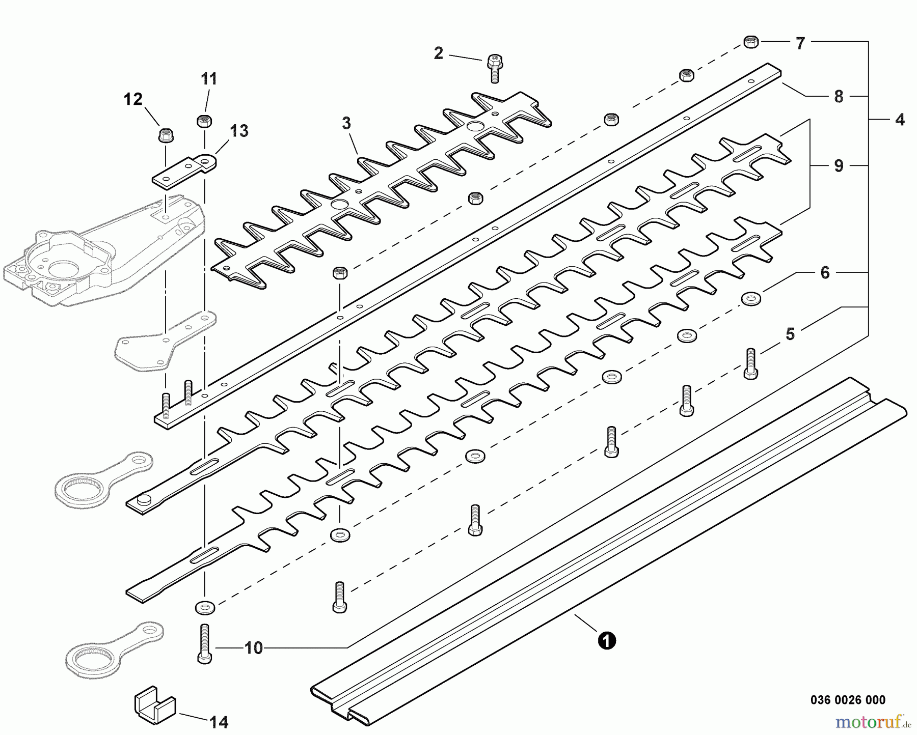 Shindaiwa Heckenscheren DH231 - Shindaiwa Hedge Trimmer, Dual-Sided, S/N: T09111001001 - T09111999999 Blades - 30