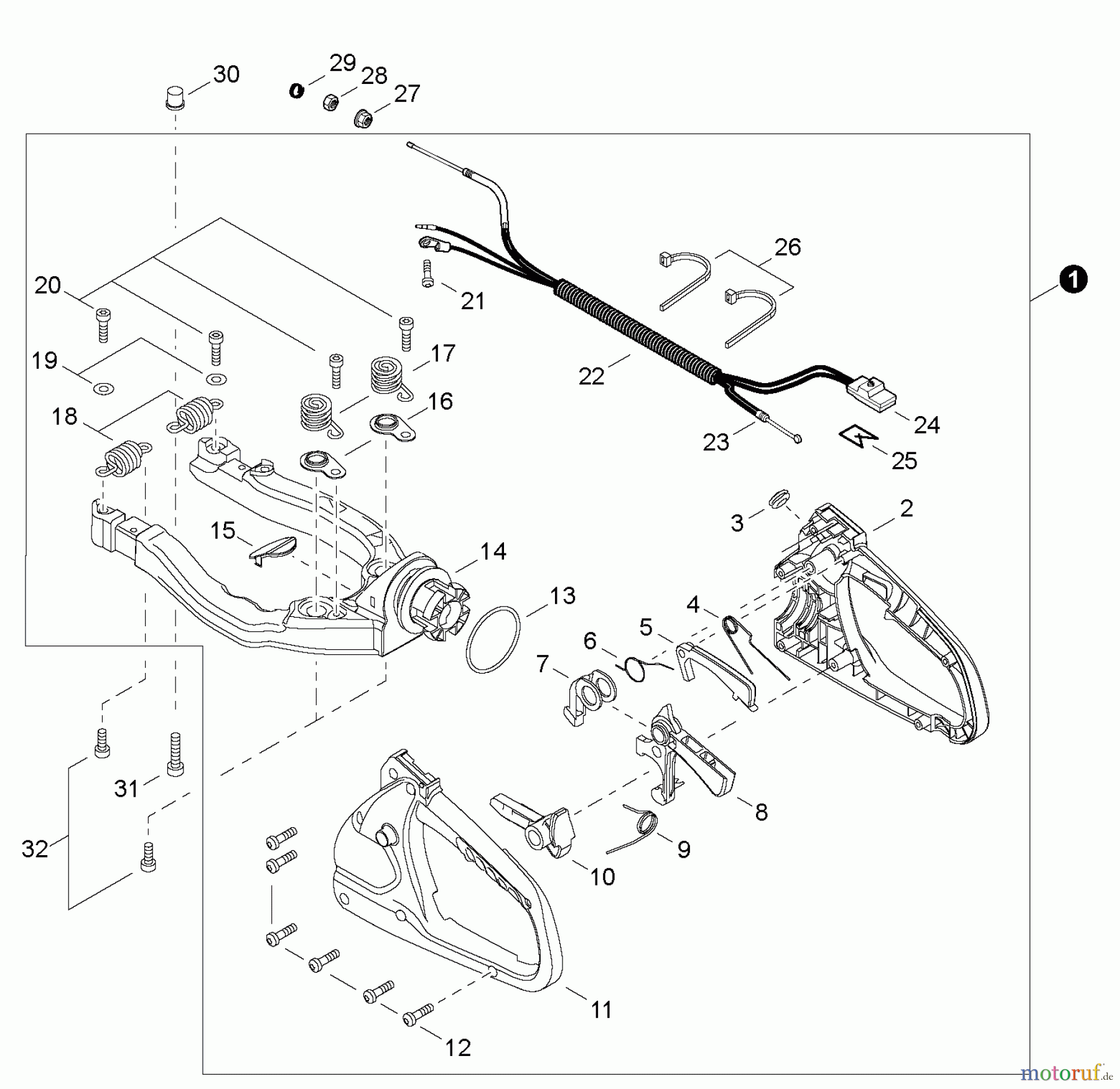 Shindaiwa Heckenscheren DH232 - Shindaiwa Hedge Trimmer, Dual-Sided, S/N: T23311001001 - T23311999999 Rear Handle / Throttle Control
