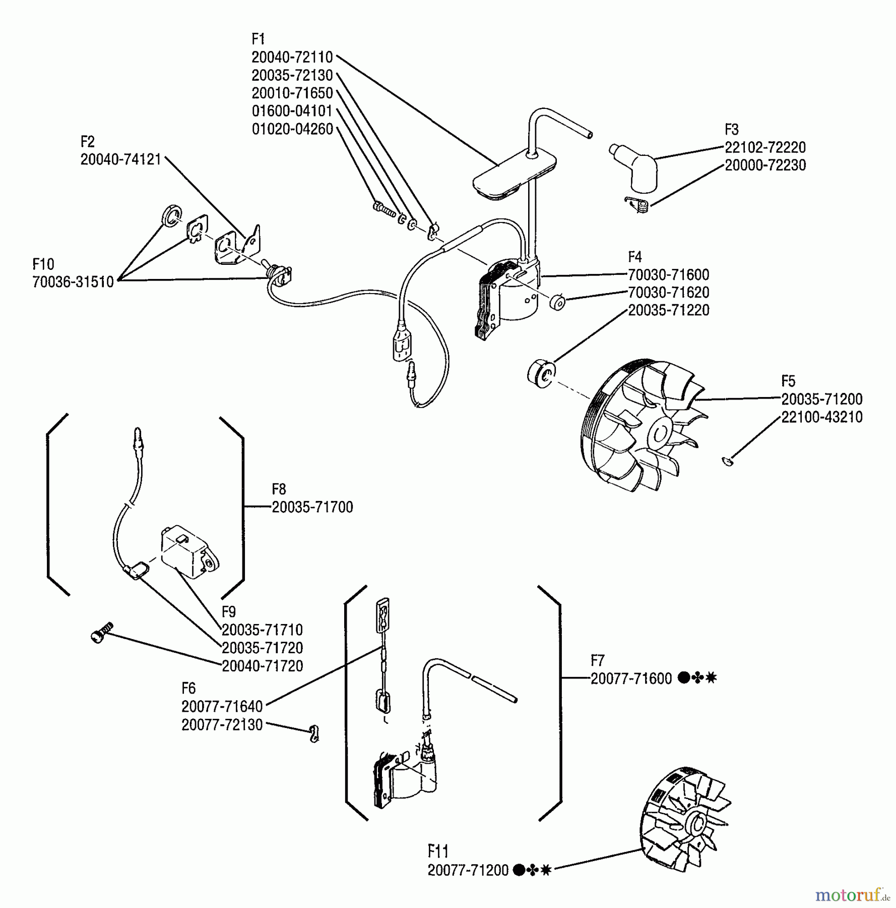 Shindaiwa Heckenscheren HT20 - Shindaiwa Hedge Trimmer, Single-Sided Flywheel Assembly
