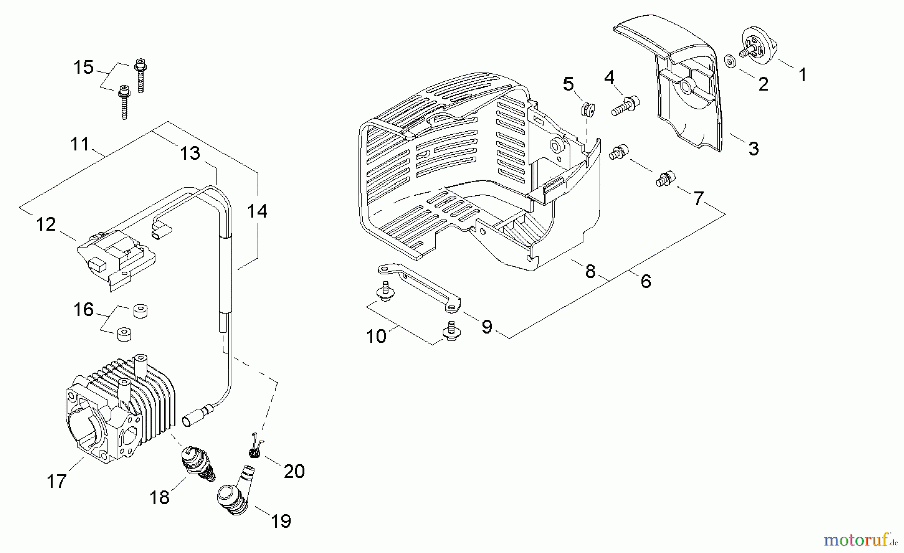 Shindaiwa Heckenscheren HT231 - Shindaiwa Hedge Trimmer, Single-Sided, S/N: T08412001001 - T084129999 Engine Cover, Ignition