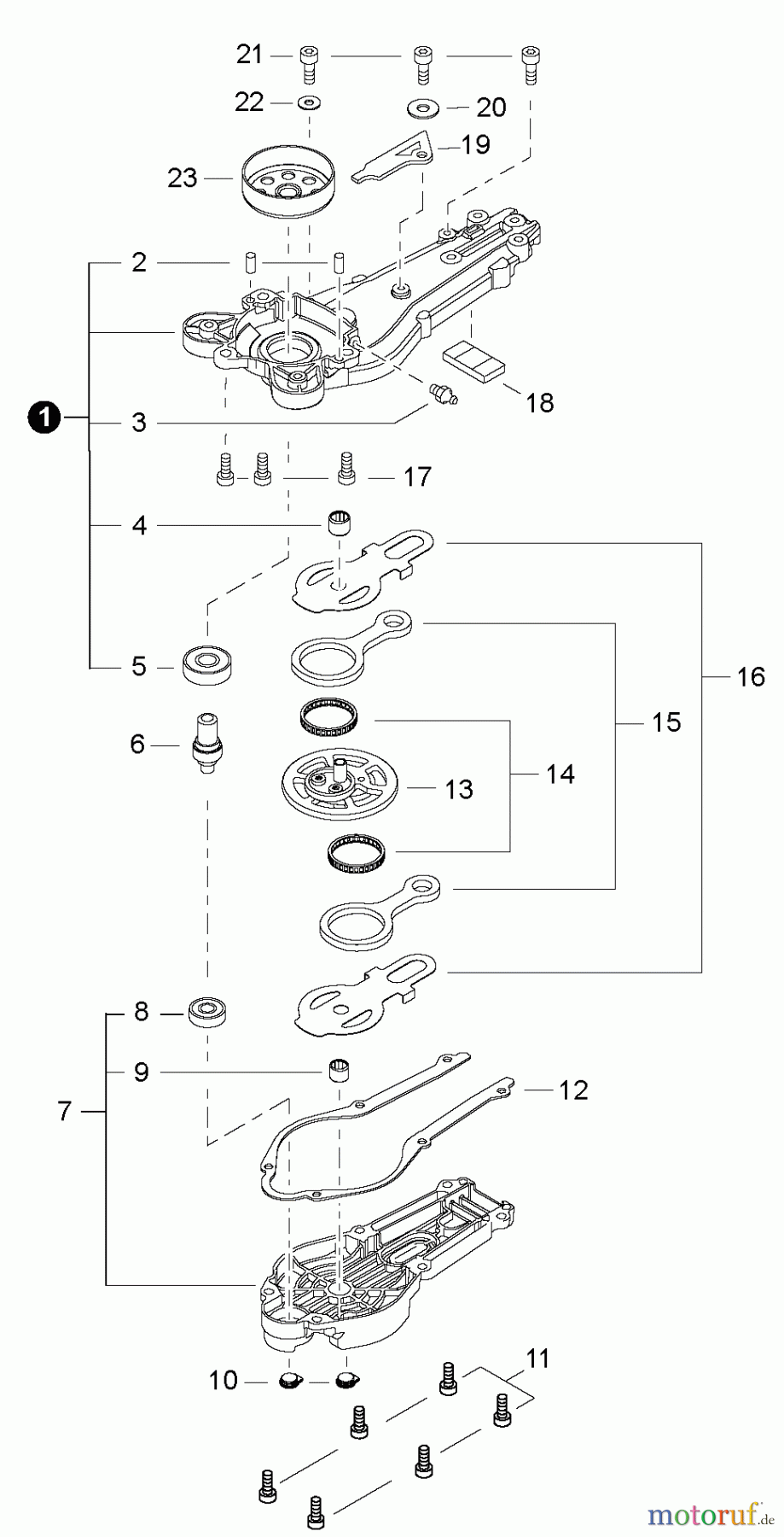 Shindaiwa Heckenscheren HT232 - Shindaiwa Hedge Trimmer, Single-Sided, S/N: T25113001001 - T25113999999 Gear Case