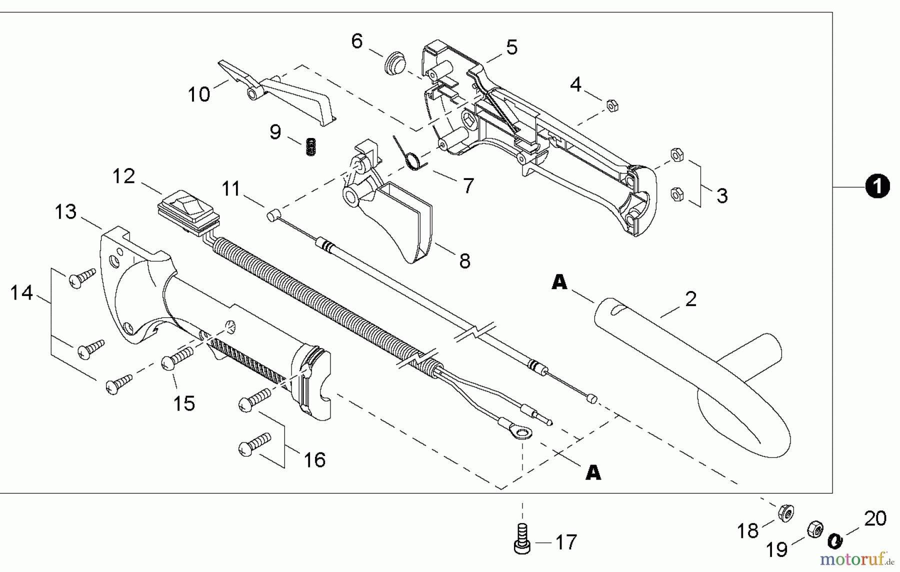 Shindaiwa Heckenscheren HT232 - Shindaiwa Hedge Trimmer, Single-Sided, S/N: T25113001001 - T25113999999 Rear Handle / Throttle Control