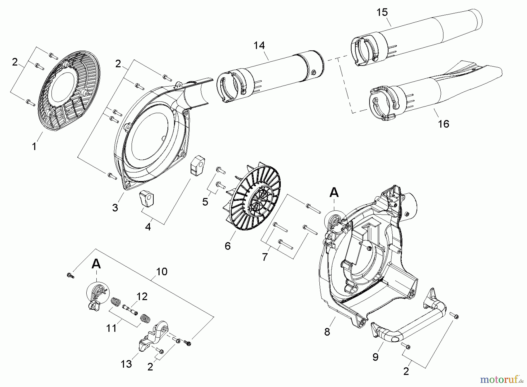  Shindaiwa Bläser / Sauger / Häcksler / Mulchgeräte EB344 - Shindaiwa Hand Held Blower, S/N: T15612001001  Fan Case / Blower Tubes