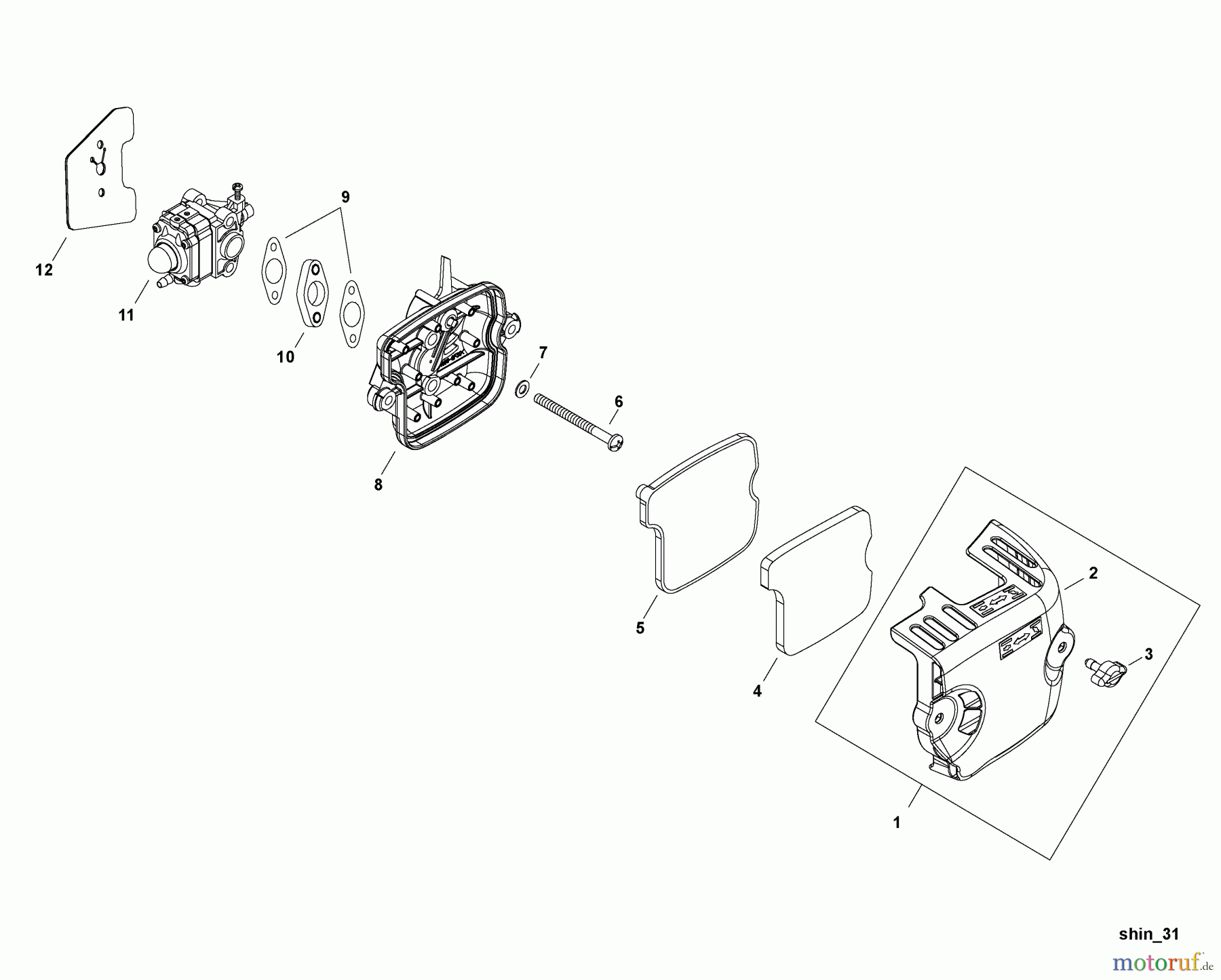 Shindaiwa Heckenscheren HT254 - Shindaiwa Hedge Trimmer, Single-Sided, S/N: T11112001001 - T111129999 Air Filter