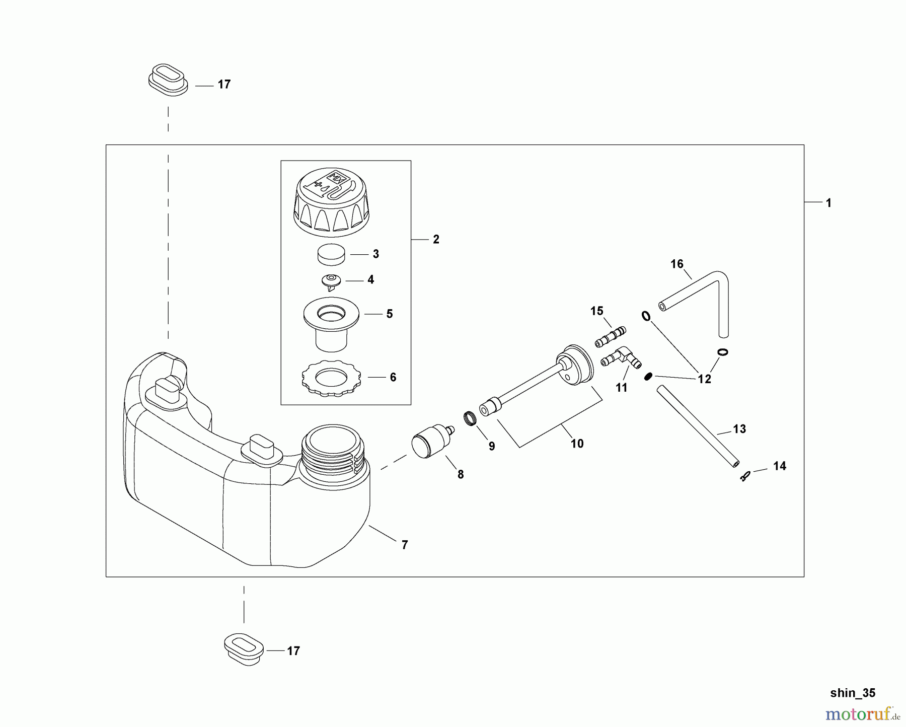 Shindaiwa Heckenscheren HT254 - Shindaiwa Hedge Trimmer, Single-Sided, S/N: T11112001001 - T111129999 Fuel Tank