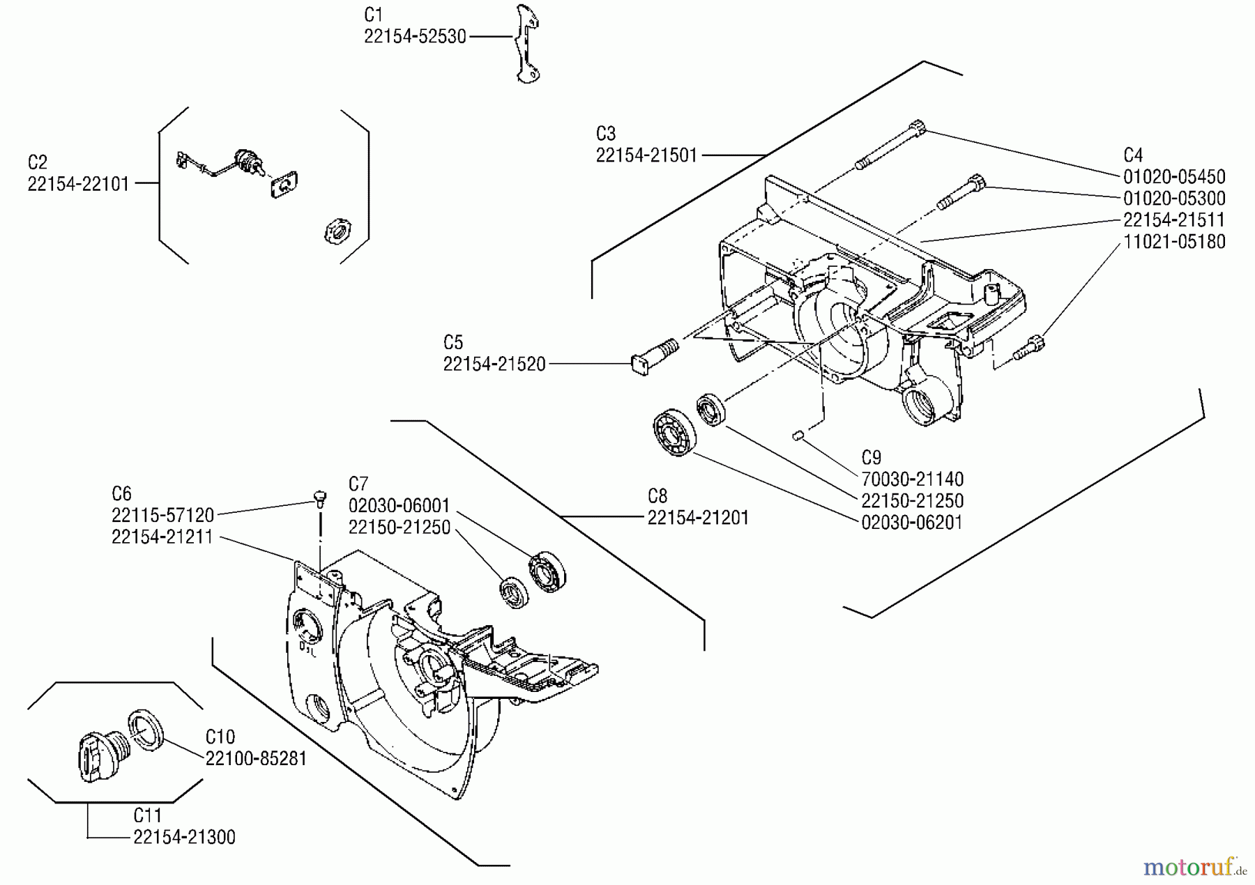 Shindaiwa Sägen, Motorsägen 300S - Shindaiwa Chainsaw Crankcase