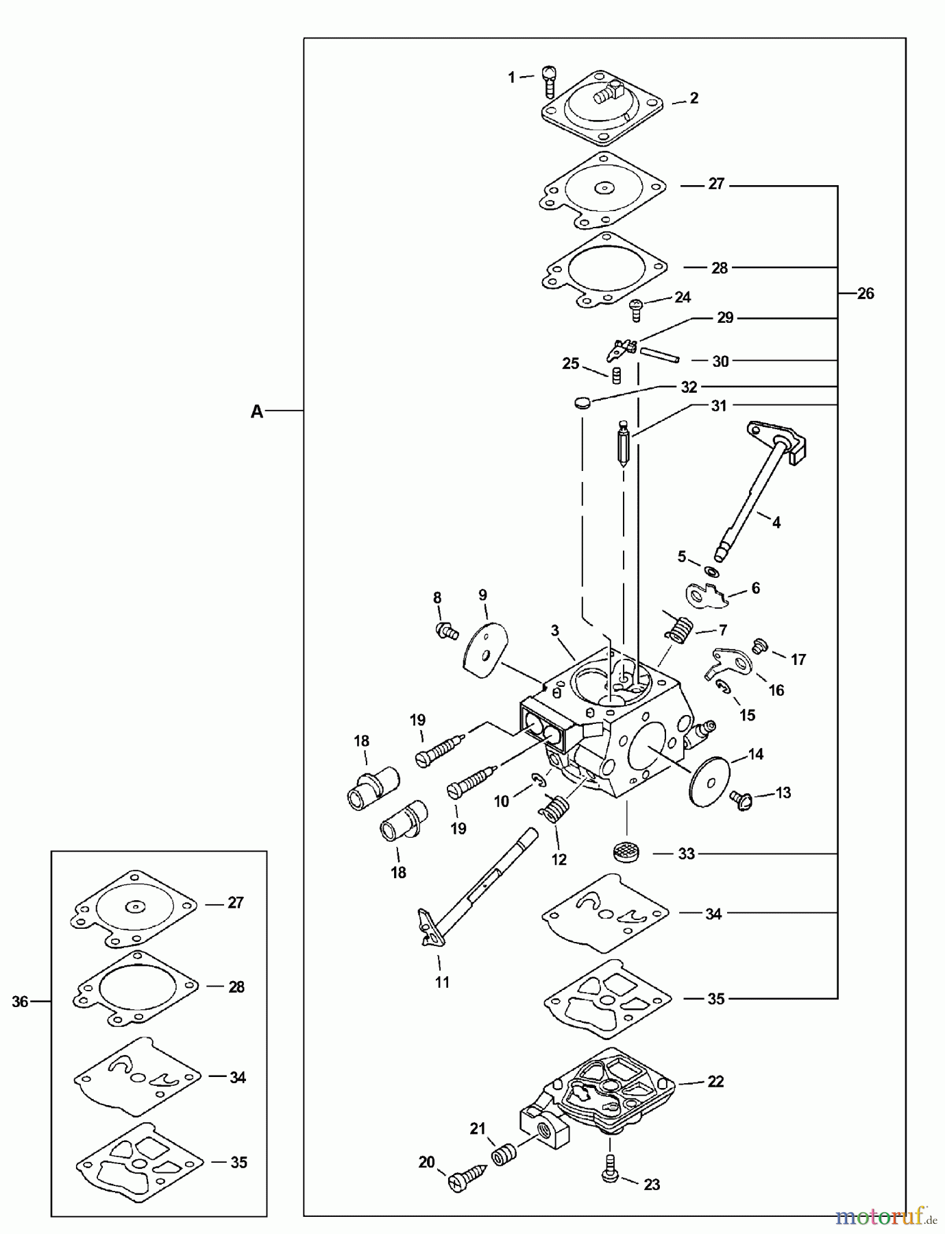 Shindaiwa Sägen, Motorsägen 326T - Shindaiwa Chainsaw Carburetor