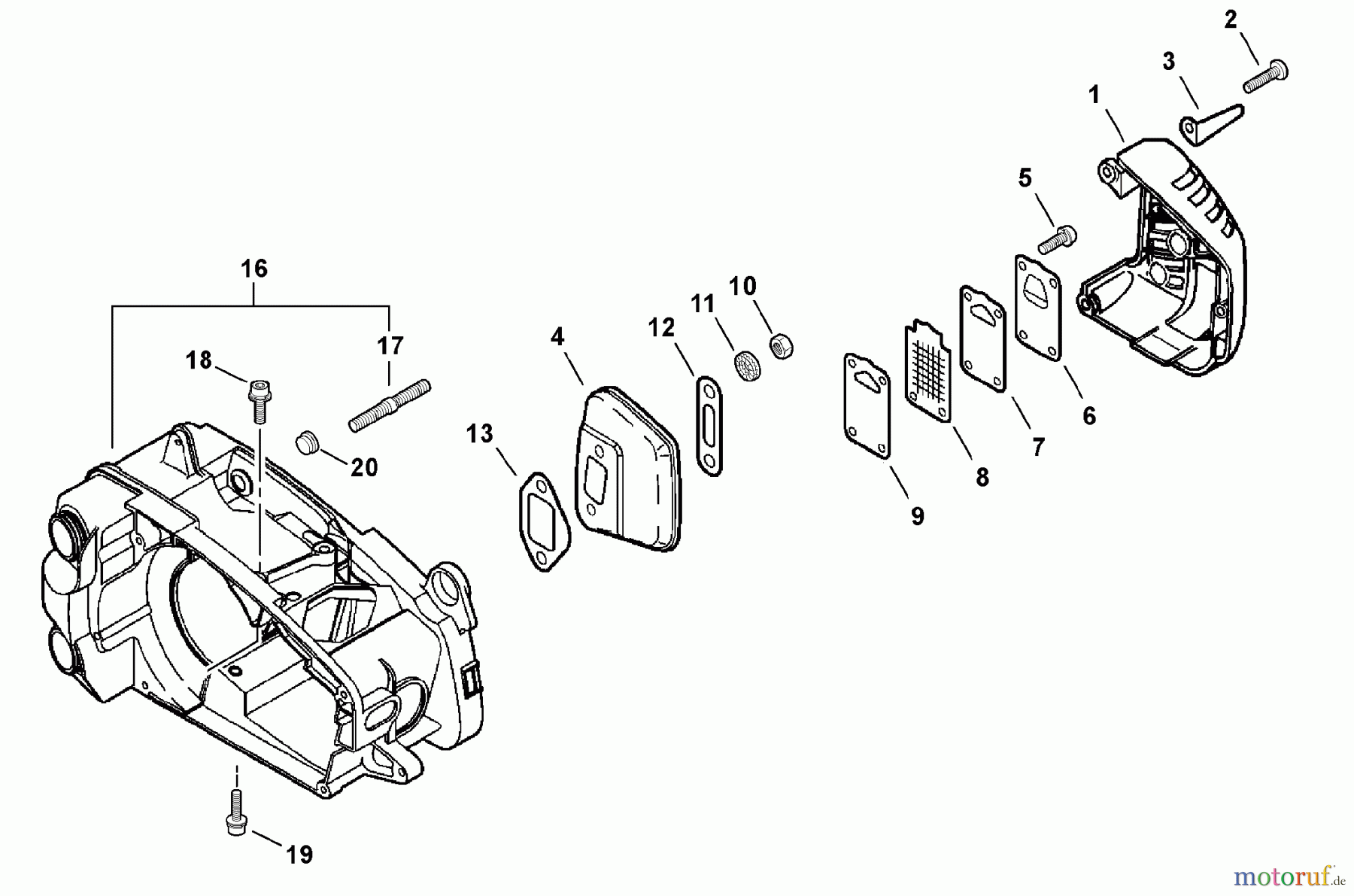 Shindaiwa Sägen, Motorsägen 326T - Shindaiwa Chainsaw Enginer Cover / Muffler