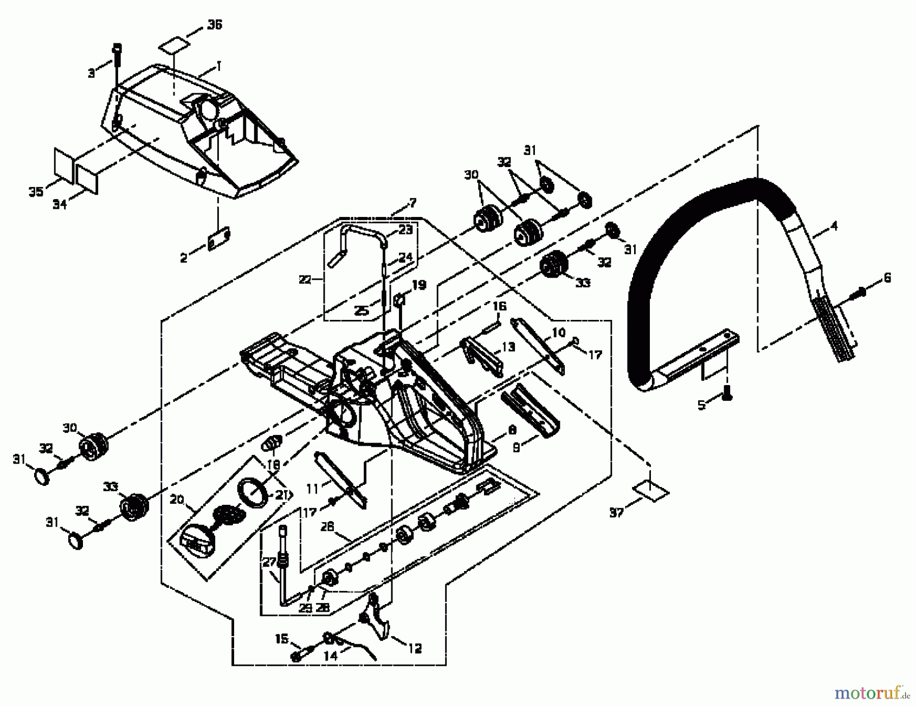 Shindaiwa Sägen, Motorsägen 488P - Shindaiwa Chainsaw, Cover / Handle