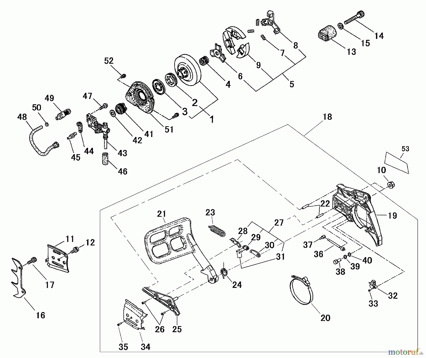 Shindaiwa Sägen, Motorsägen 490 - Shindaiwa Chainsaw, (EPA2) Clutch