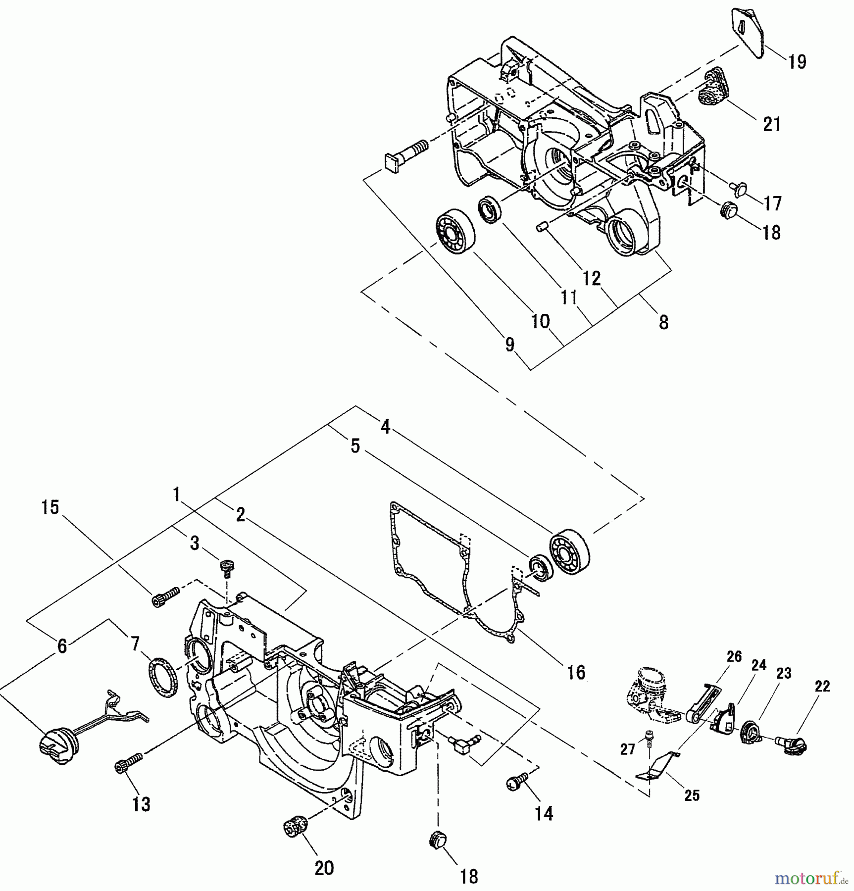  Shindaiwa Sägen, Motorsägen 490 - Shindaiwa Chainsaw, (EPA2) Crankcase