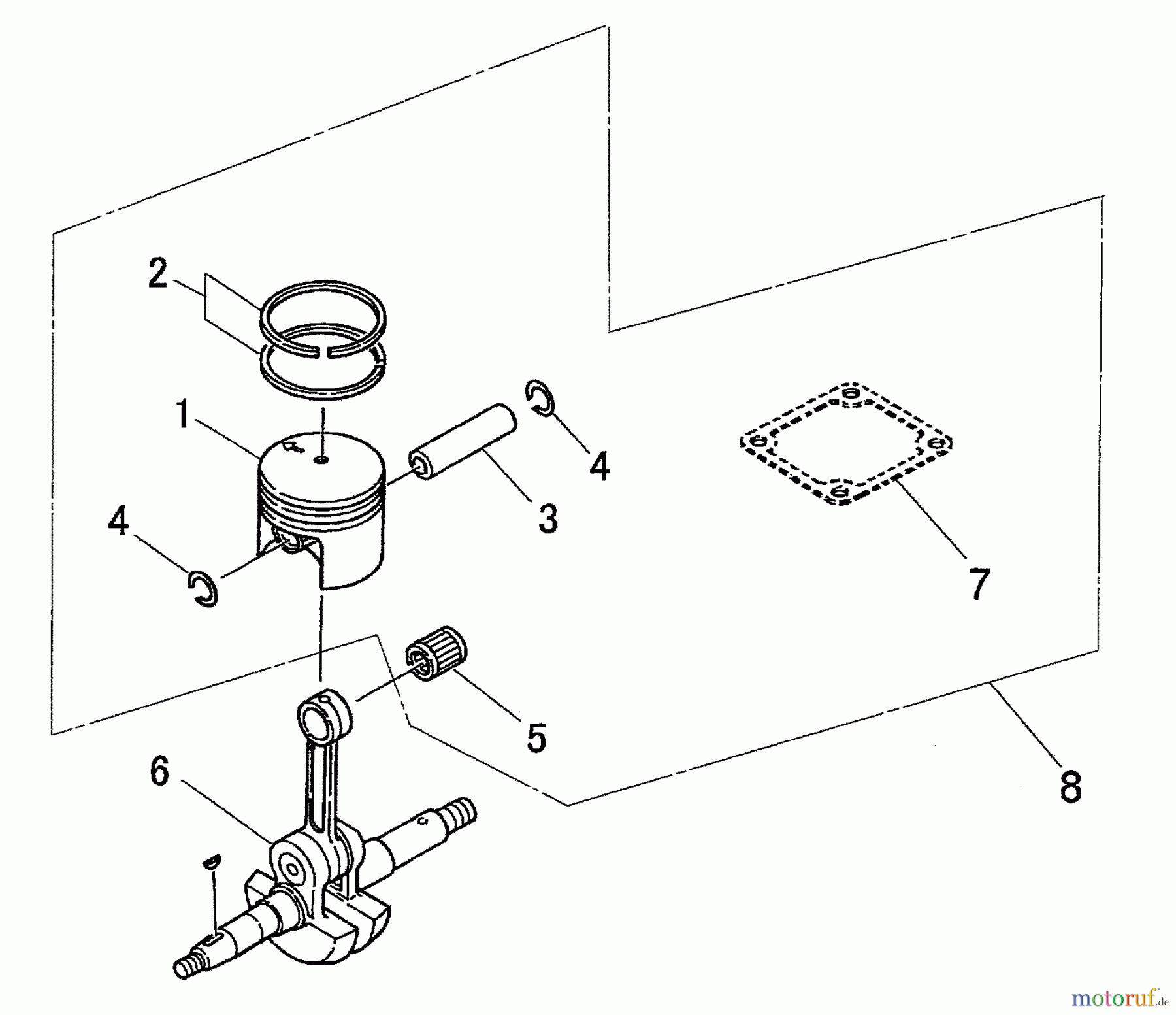 Shindaiwa Sägen, Motorsägen 490 - Shindaiwa Chainsaw, (EPA2) Crankshaft, Piston