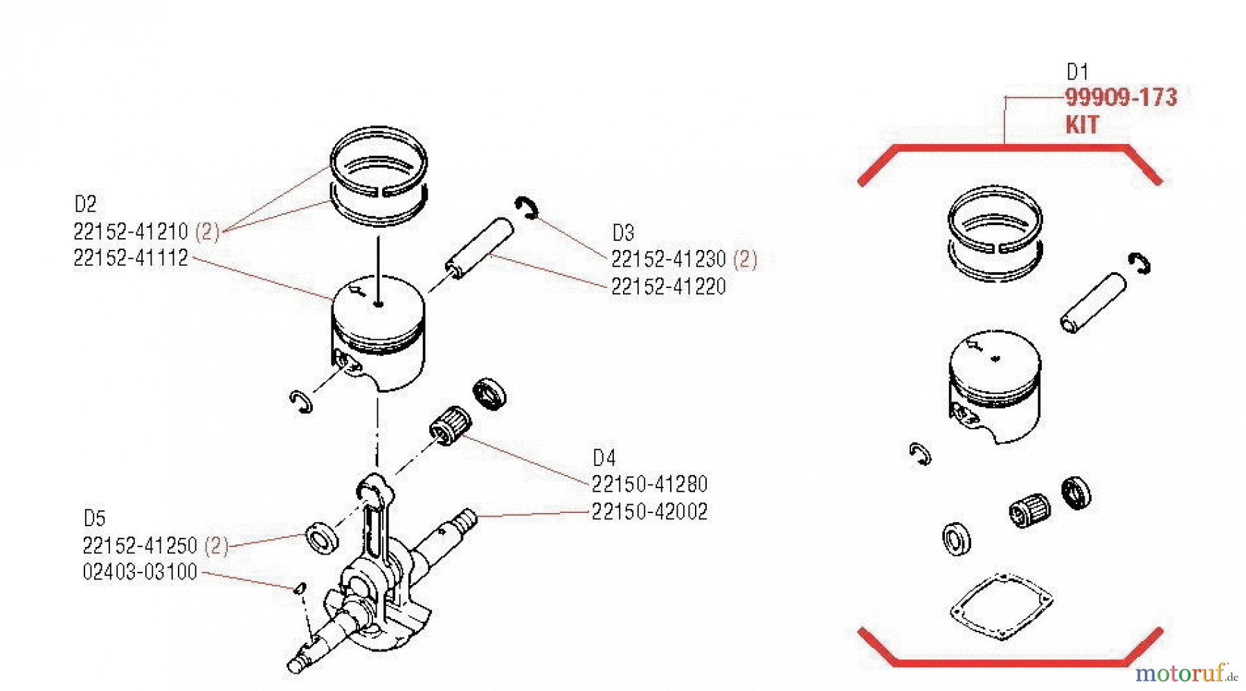 Shindaiwa Sägen, Motorsägen 577 - Shindaiwa Chainsaw Piston, Crankshaft