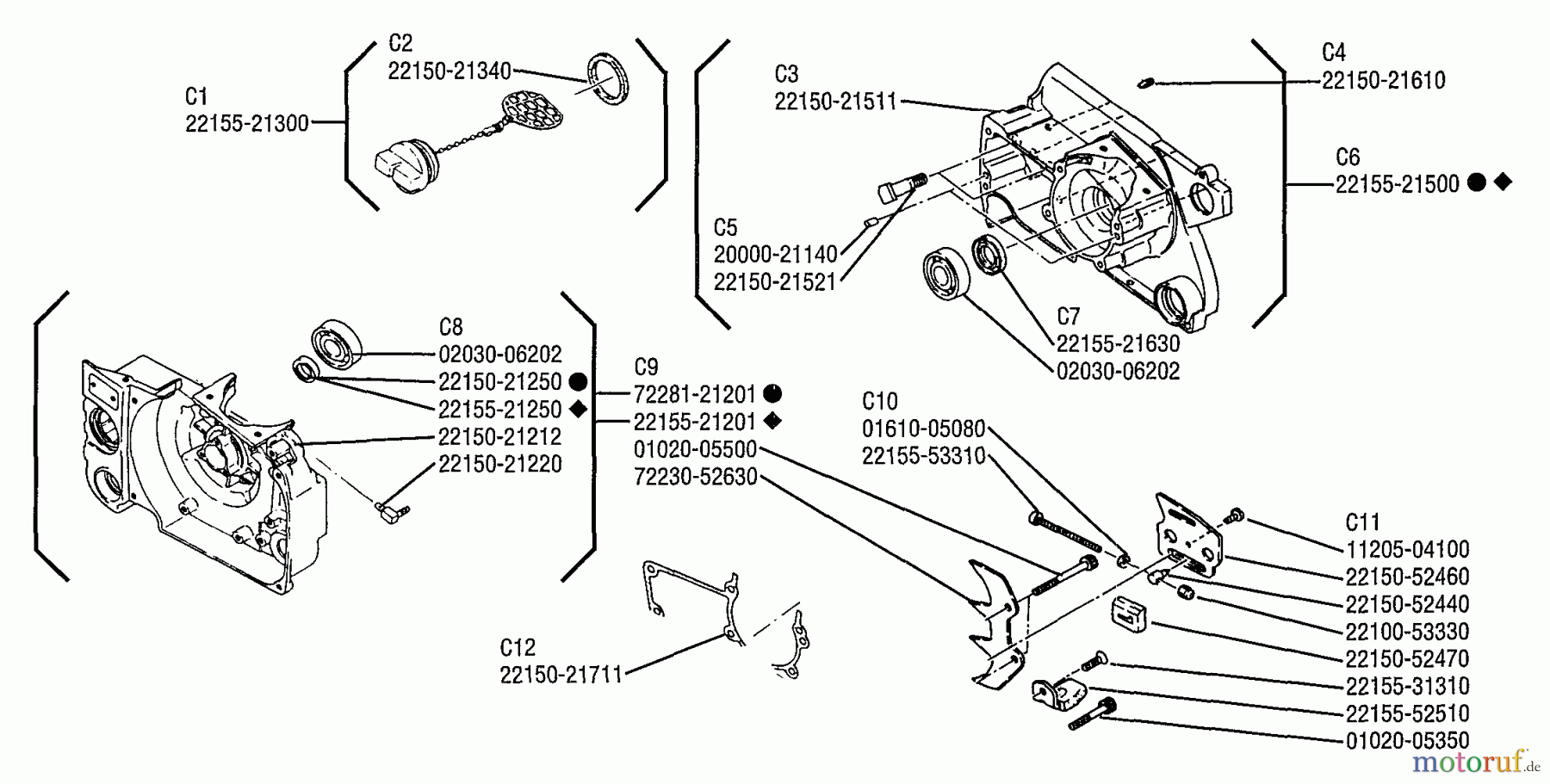 Shindaiwa Sägen, Motorsägen 575 - Shindaiwa Chainsaw Crankcase
