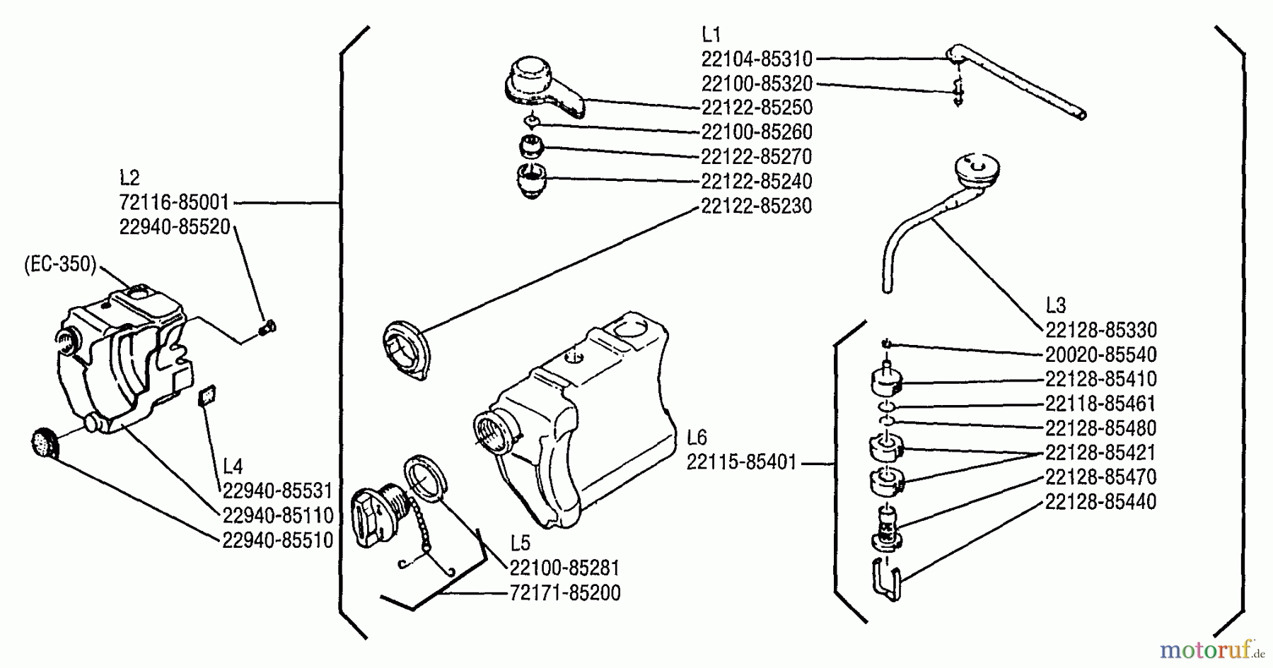 Shindaiwa Sägen, Motorsägen 416 - Shindaiwa Chainsaw Tanks