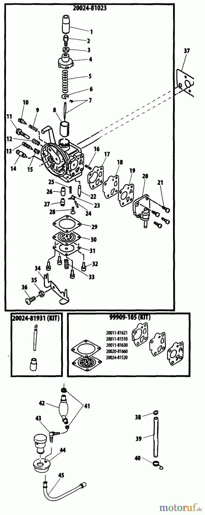 Shindaiwa Kehrmaschinen PB270 - Shindaiwa Power Broom Carburetor (Non EPA/CARB)