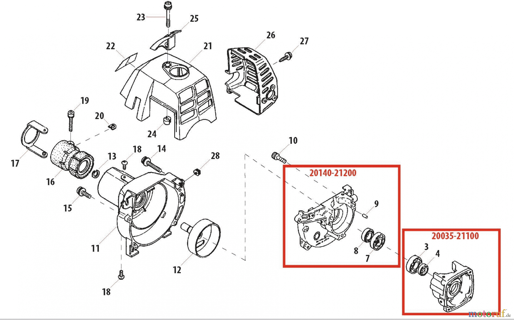 Shindaiwa Trimmer, Faden / Bürste 22C - Shindaiwa String Trimmer / Brush Cutter Fan Cover/Crankcase