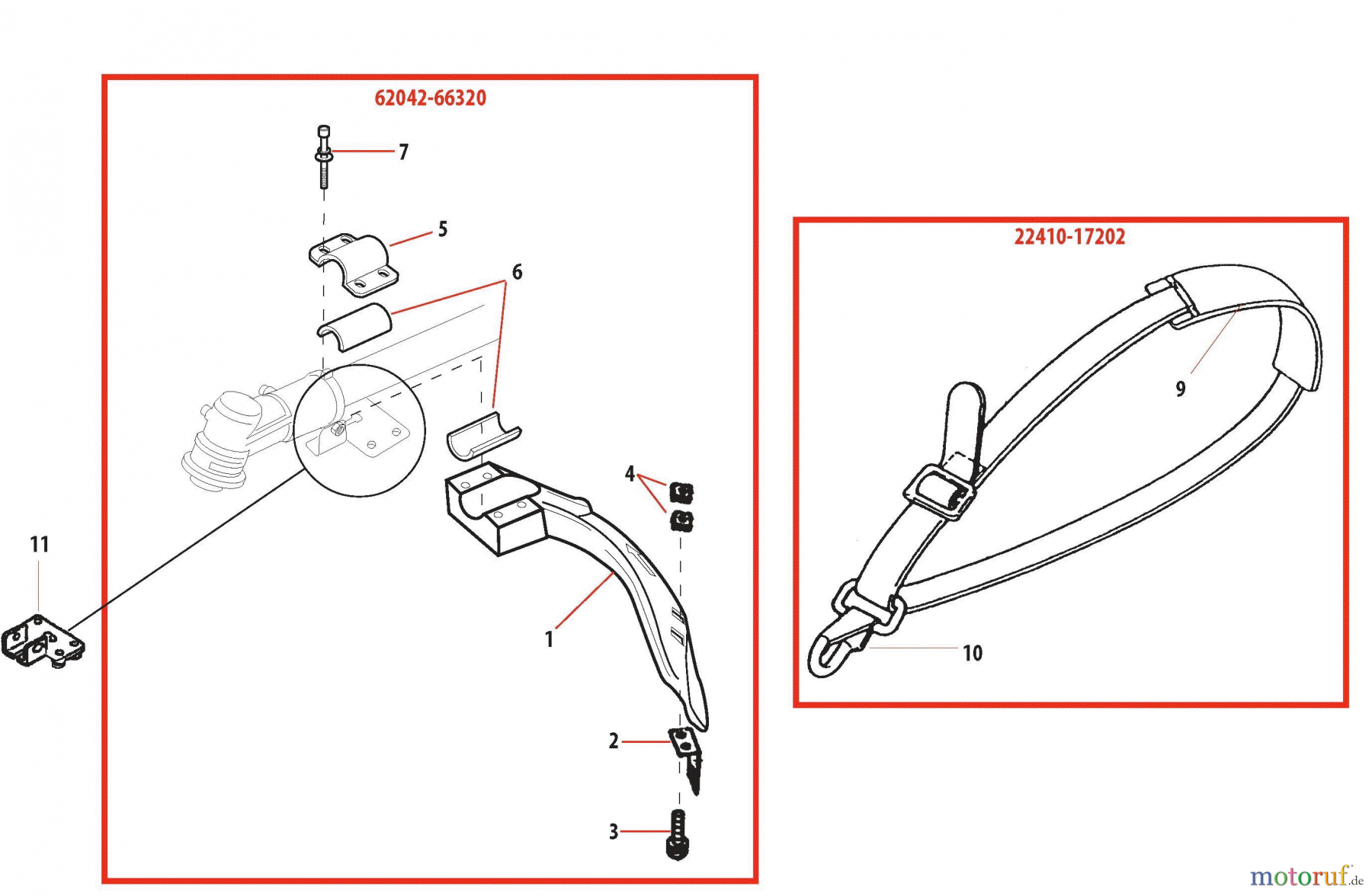 Shindaiwa Trimmer, Faden / Bürste 22C - Shindaiwa String Trimmer / Brush Cutter Guard, Harness