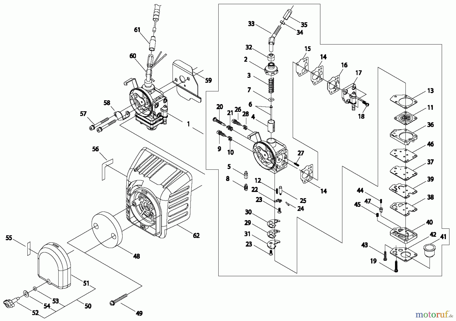 Shindaiwa Trimmer, Faden / Bürste B450 AUS - Shindaiwa String Trimmer / Brush Cutter, S/N: 9023591 - 9093850 Carburetor / Air Filter