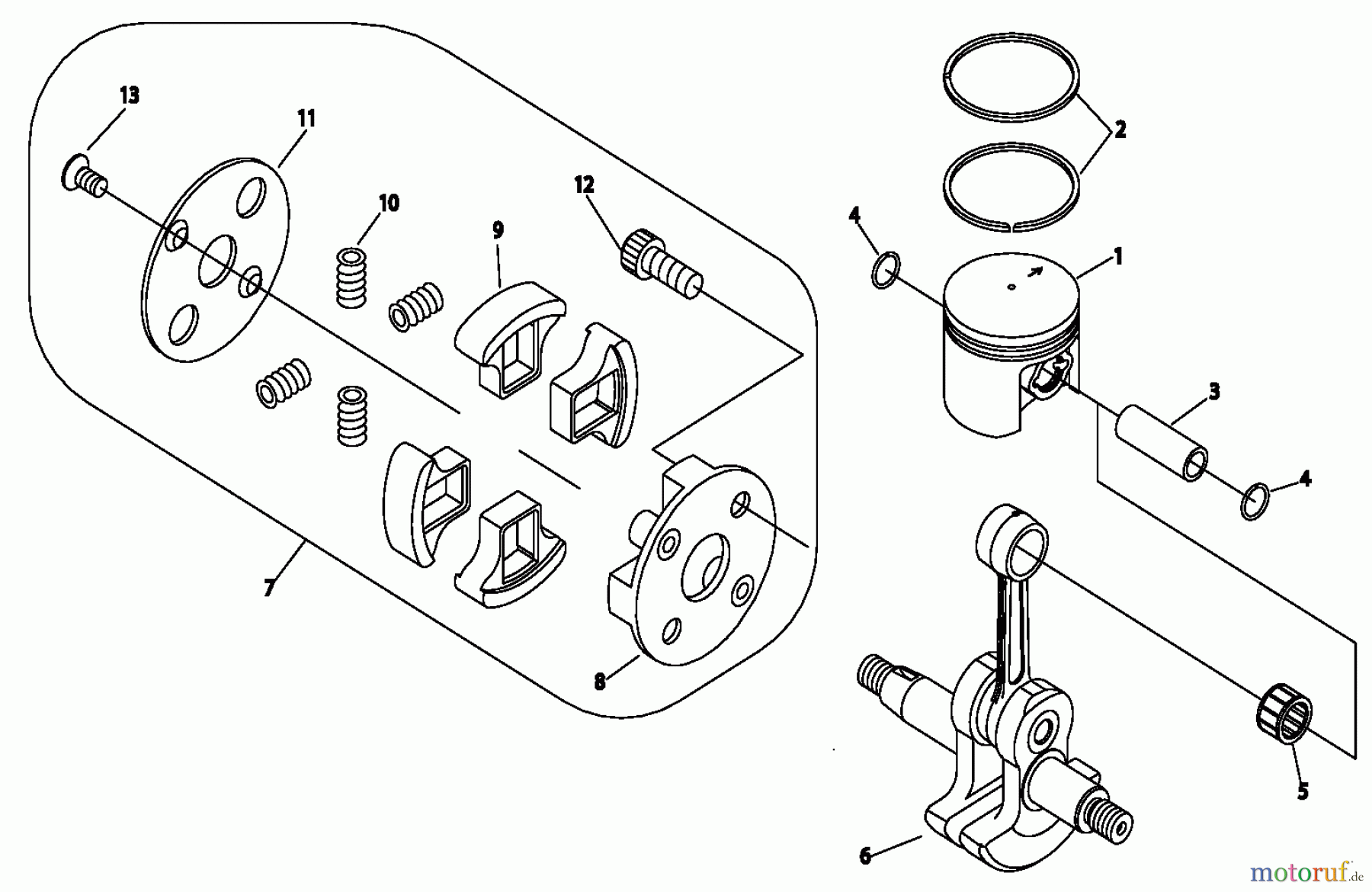 Shindaiwa Trimmer, Faden / Bürste B450 AUS - Shindaiwa String Trimmer / Brush Cutter, S/N: 9023591 - 9093850 Clutch, Piston