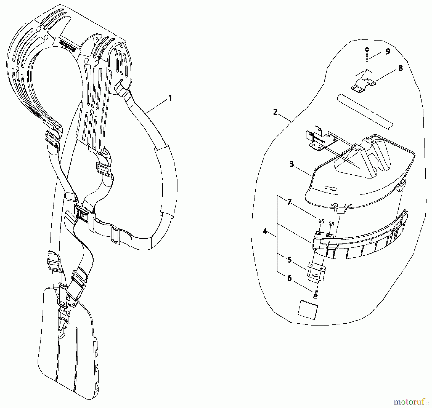 Shindaiwa Trimmer, Faden / Bürste B450 AUS - Shindaiwa String Trimmer / Brush Cutter, S/N: 9023591 - 9093850 Harness Assembly / Debris Shield