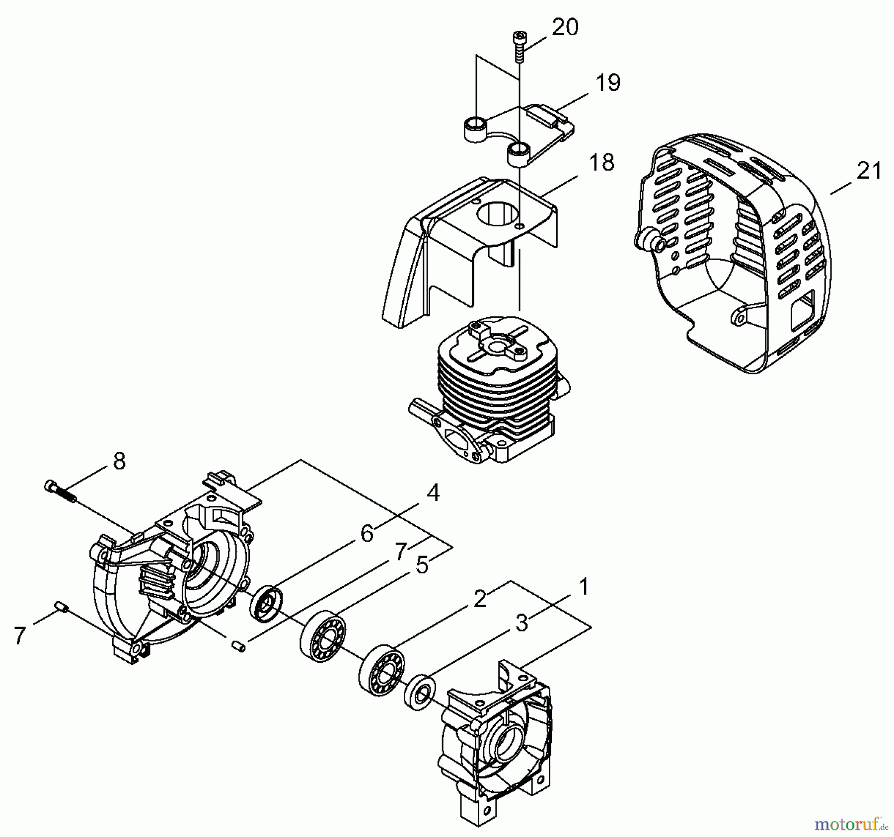 Shindaiwa Trimmer, Faden / Bürste B45LA - Shindaiwa String Trimmer / Brush Cutter, S/N: 9013121 - 9096060 Crankcase, Engine Cover