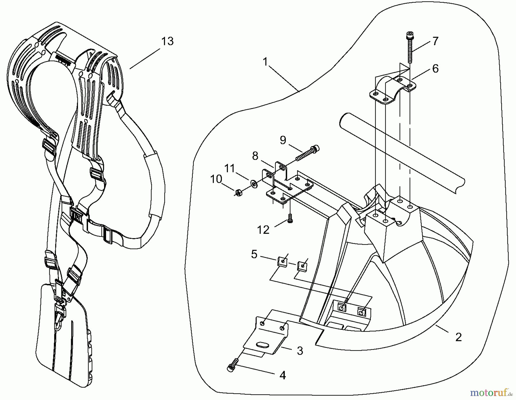  Shindaiwa Trimmer, Faden / Bürste B45LA - Shindaiwa String Trimmer / Brush Cutter, S/N: 9013121 - 9096060 Debris Shield, Harness