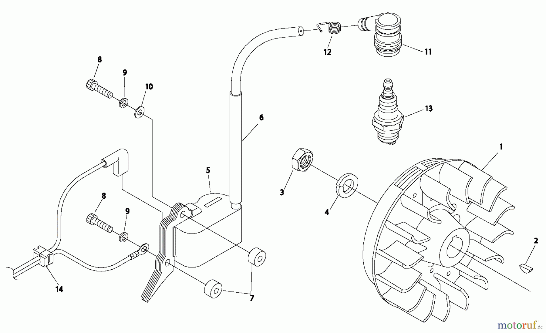  Shindaiwa Trimmer, Faden / Bürste B530 - Shindaiwa String Trimmer / Brush Cutter, S/N: 20009784 - 20011623 Flywheel / Ignition Coil