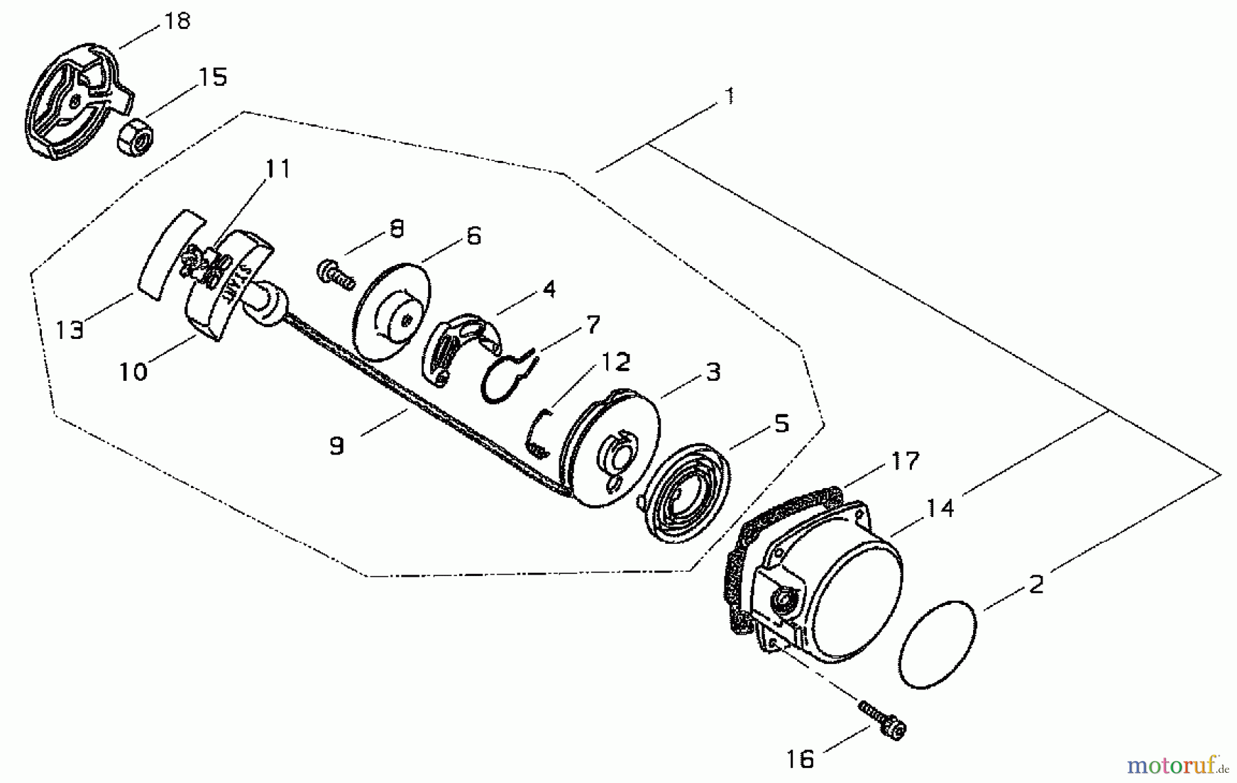Shindaiwa Trimmer, Faden / Bürste BP35 - Shindaiwa String Trimmer / Brush Cutter, S/N: 9018291 - 9090220 Starter