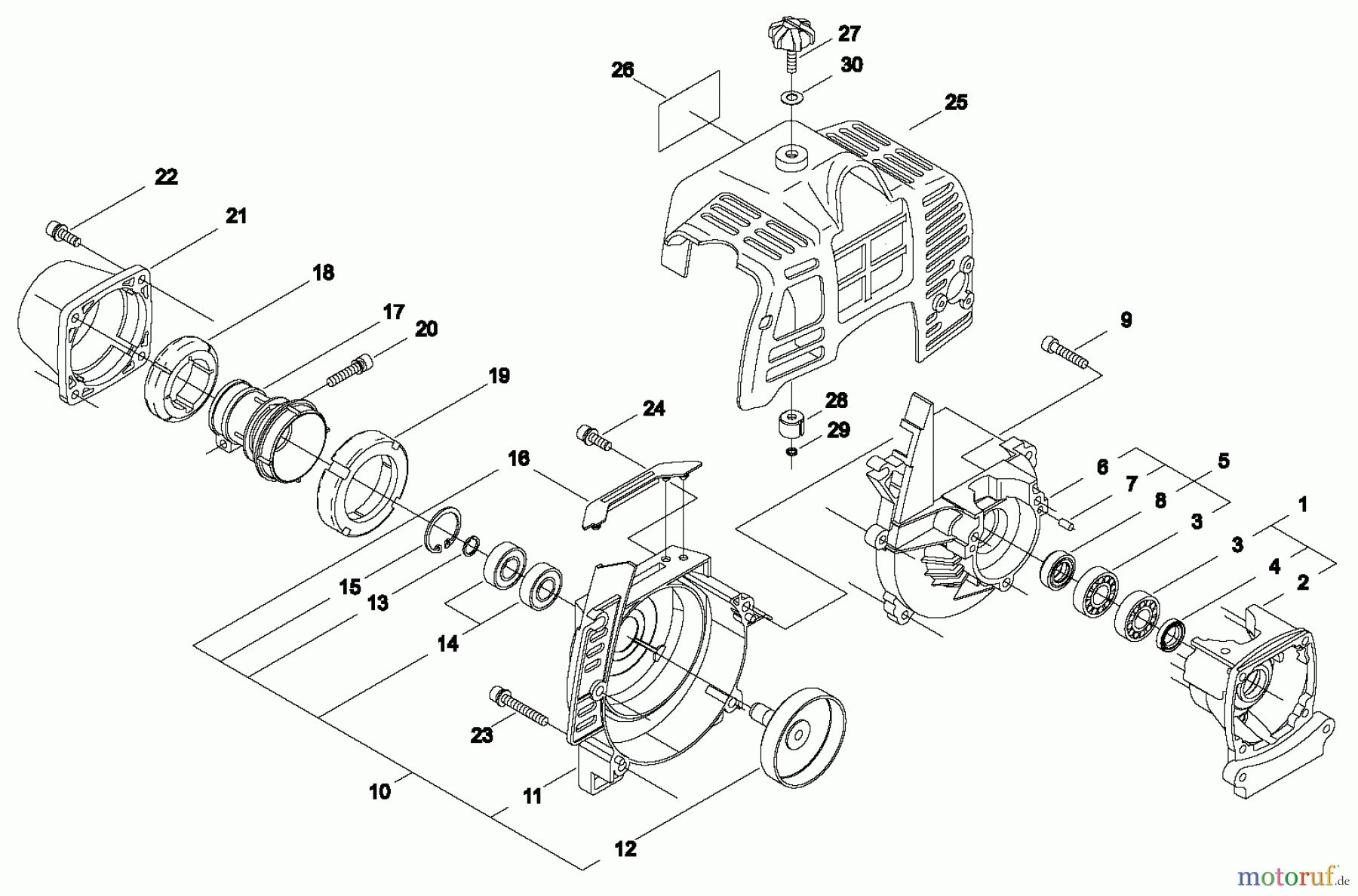 Shindaiwa Trimmer, Faden / Bürste C230 - Shindaiwa String Trimmer / Brush Cutter, S/N: 36005611 - 36009050 Crankcase / Engine Cover / Fan Cover