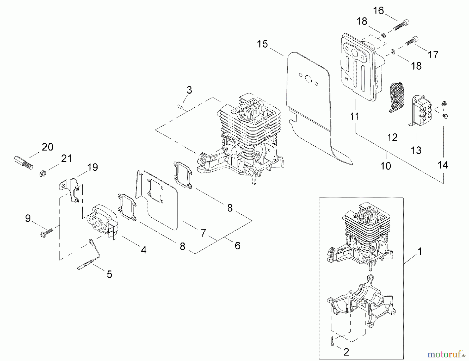 Shindaiwa Trimmer, Faden / Bürste C2510 - Shindaiwa String Trimmer / Brush Cutter Cylinder, Muffler