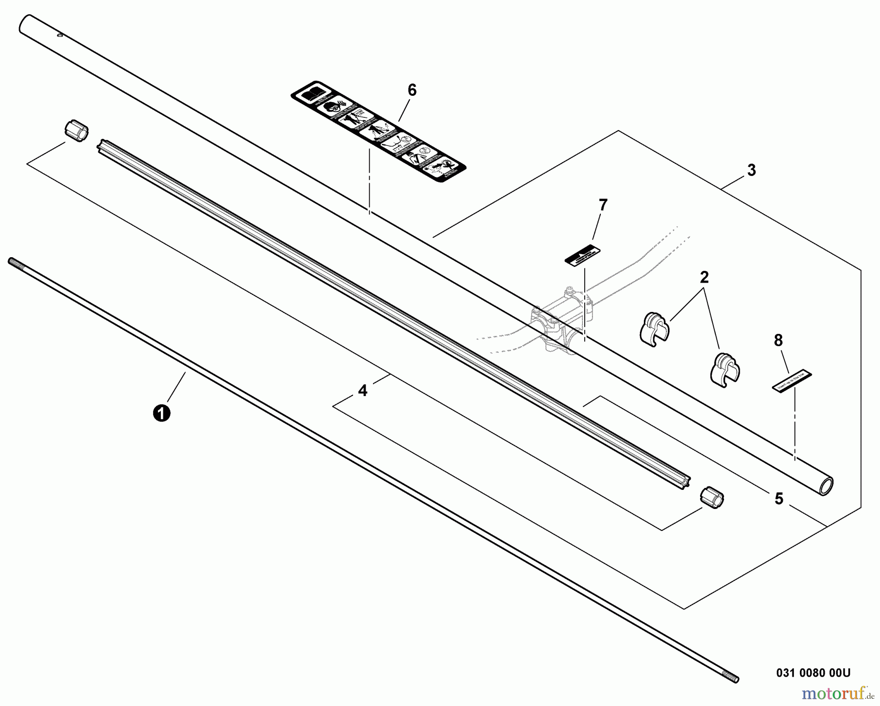 Shindaiwa Trimmer, Faden / Bürste C254 - Shindaiwa String Trimmer / Brush Cutter, S/N: T10512001001 - T1051299 Driveshaft, Main Pipe Assembly