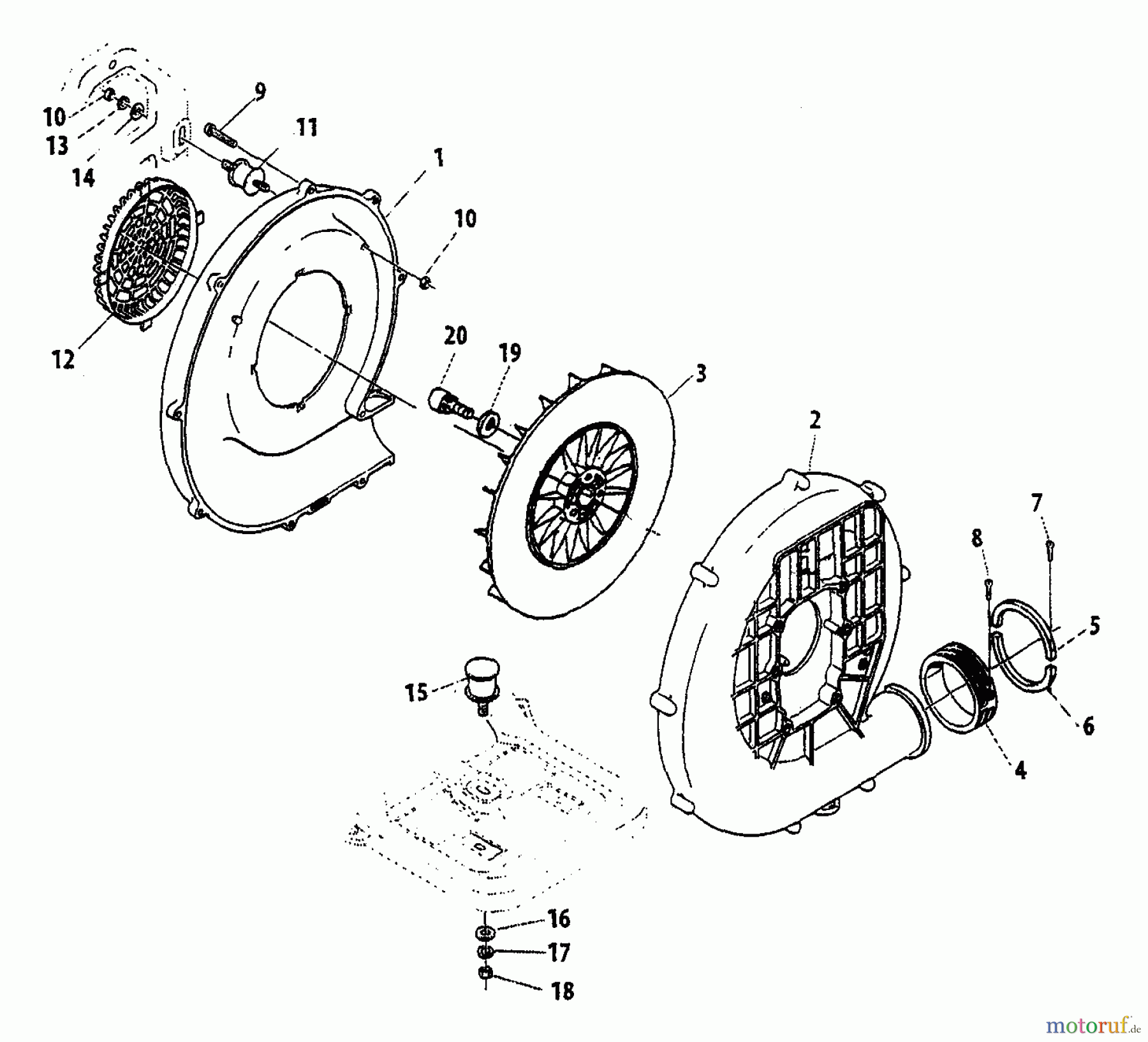  Shindaiwa Bläser / Sauger / Häcksler / Mulchgeräte EB501 - Shindaiwa Back Pack Blower Impeller, Volute Case