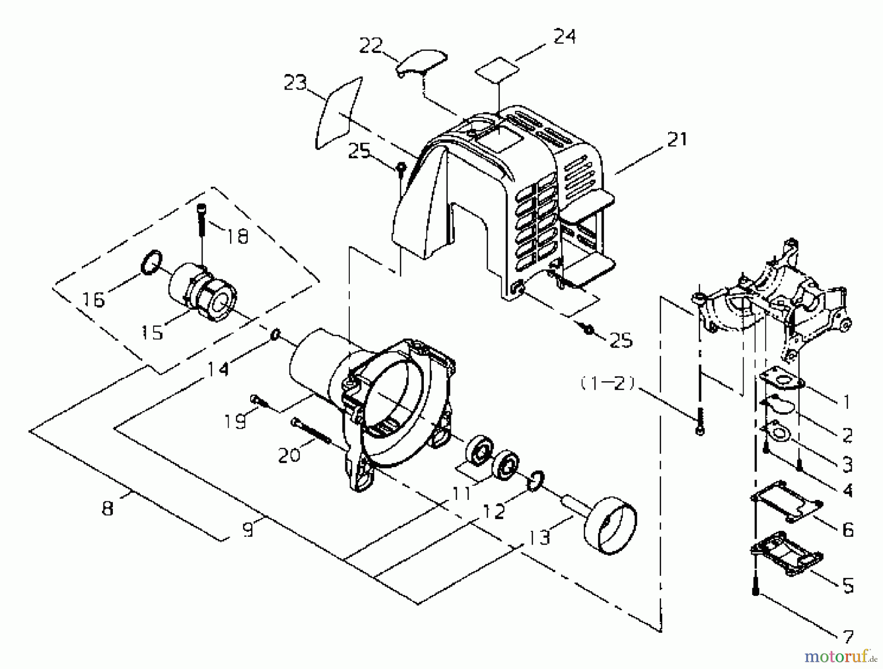  Shindaiwa Trimmer, Faden / Bürste M2510 - Shindaiwa Multi-Tool Cylinder Cover, Fan Cover, Reed Valve