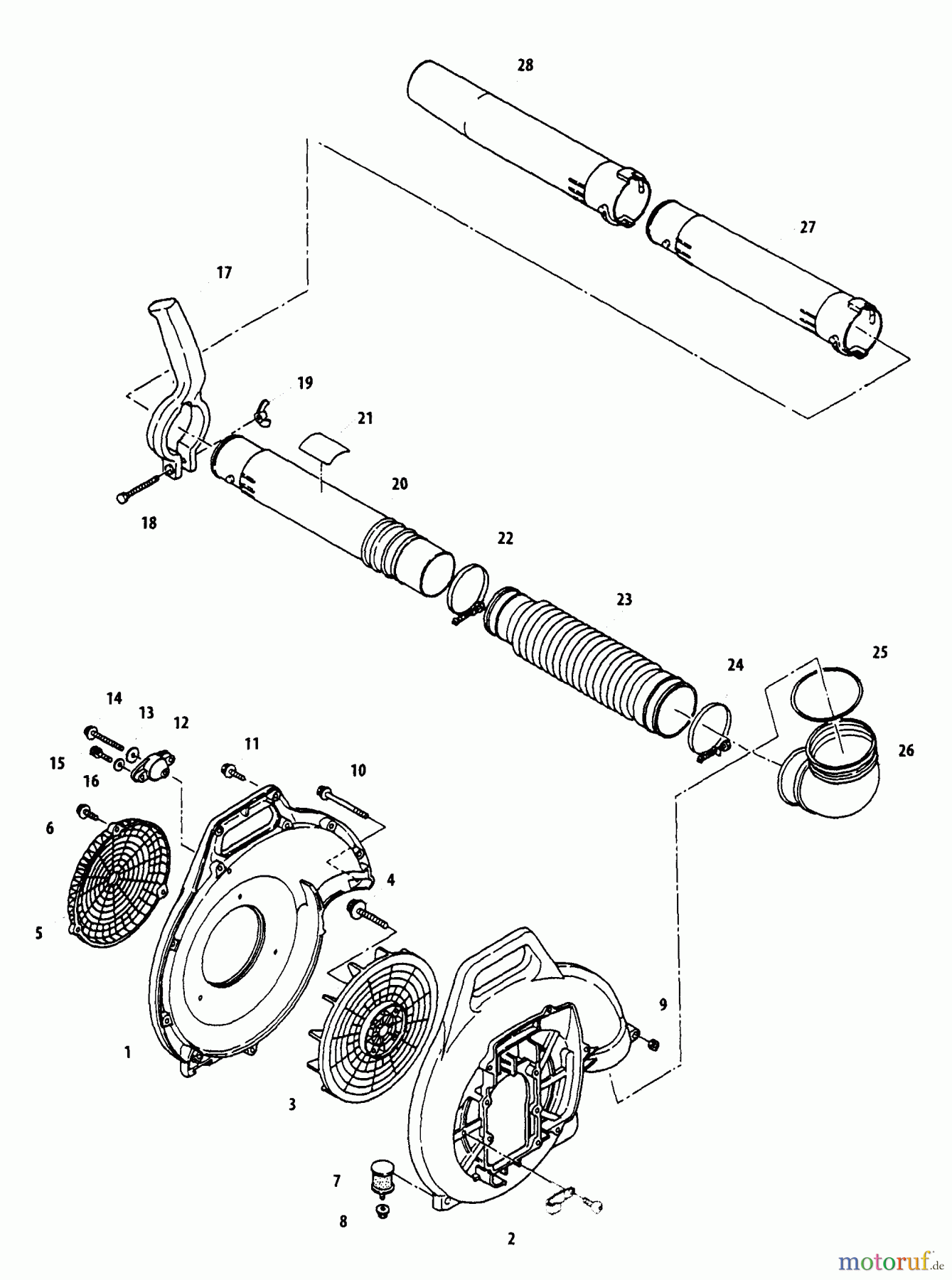  Shindaiwa Bläser / Sauger / Häcksler / Mulchgeräte EB630 - Shindaiwa Back Pack Blower Impeller, Tube