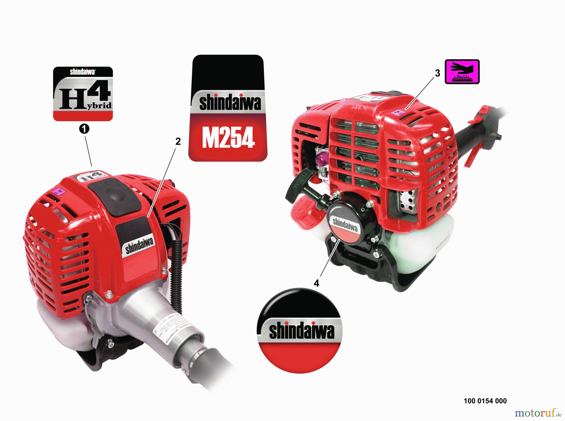 Shindaiwa Trimmer, Faden / Bürste M254 - Shindaiwa Multi-Tool, S/N: T13113001001 - T13113999999 Labels
