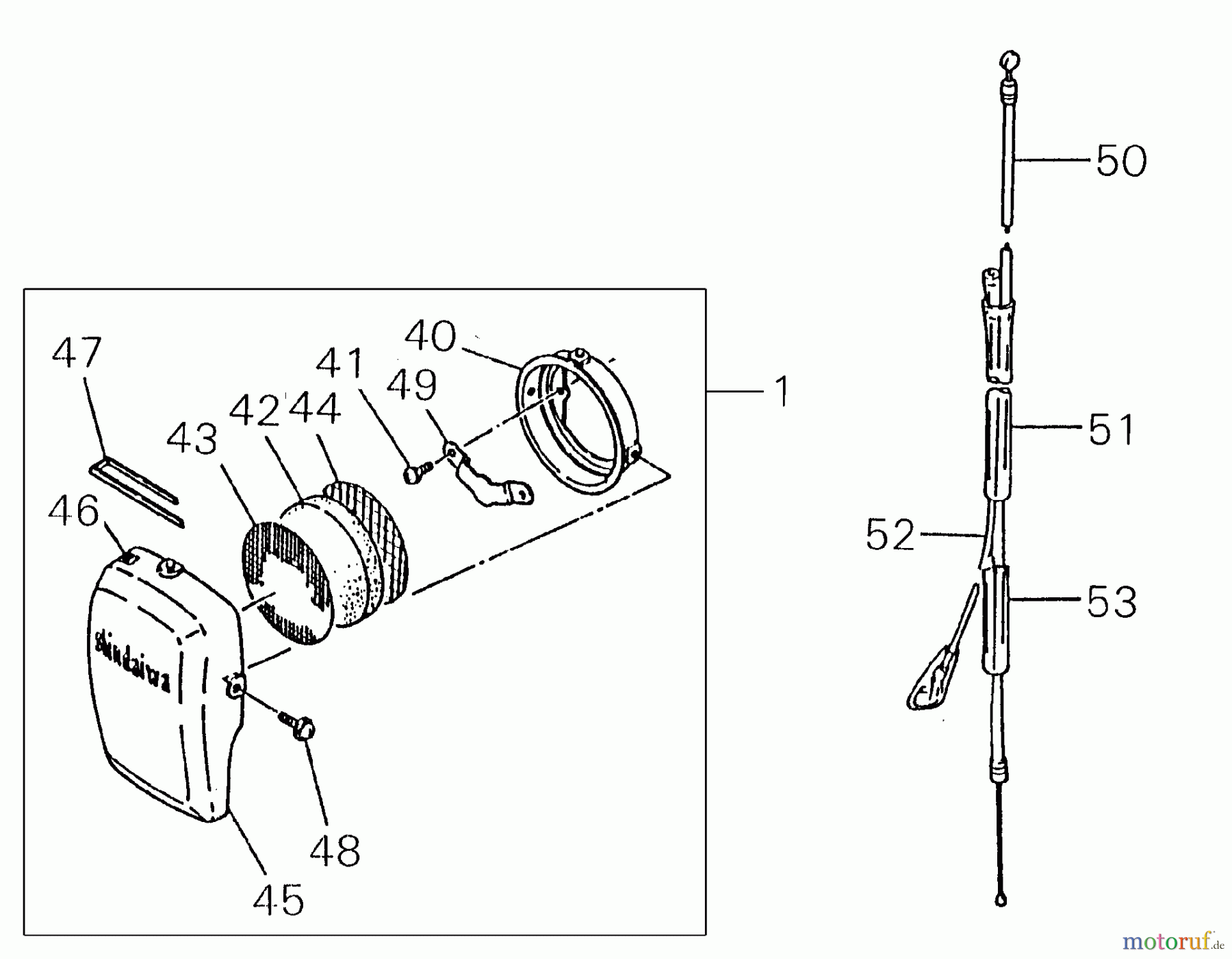  Shindaiwa Trimmer, Faden / Bürste R40FT - Shindaiwa String Trimmer / Brush Cutter Air Filter / Throttle Cable