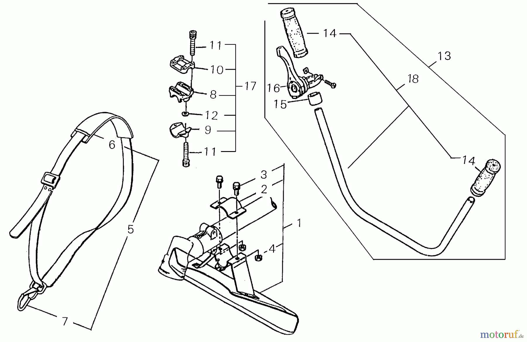 Shindaiwa Trimmer, Faden / Bürste R35F - Shindaiwa String Trimmer / Brush Cutter Handlebar / Debris Shield / Harness