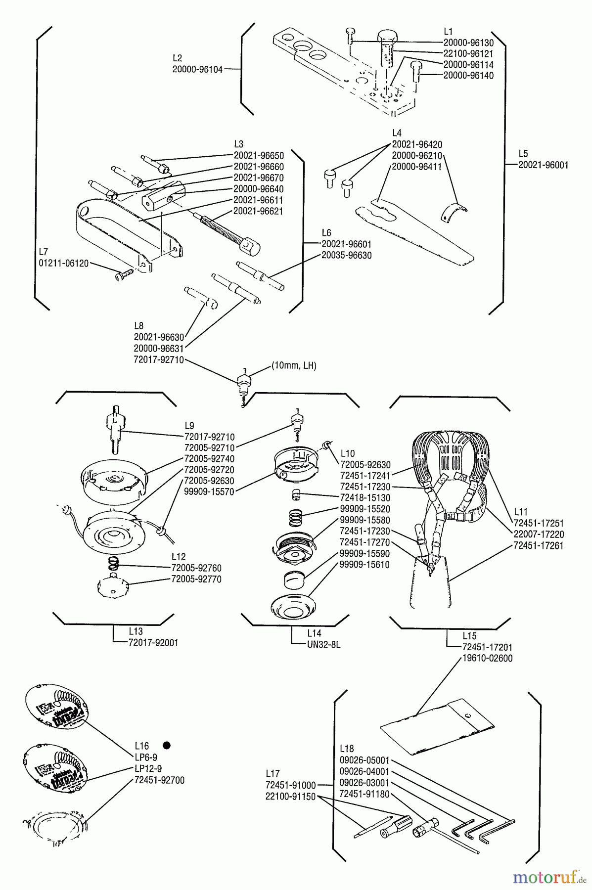 Shindaiwa Trimmer, Faden / Bürste RC45 - Shindaiwa String Trimmer / Brush Cutter Puller, Head And Tools