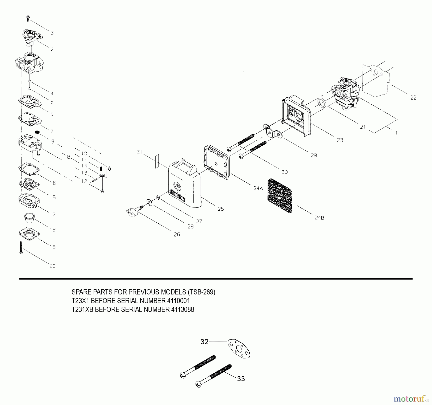  Shindaiwa Trimmer, Faden / Bürste T231XB - Shindaiwa String Trimmer Air Cleaner/Carburetor