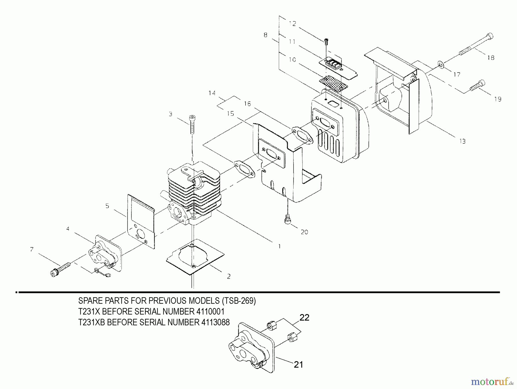 Shindaiwa Trimmer, Faden / Bürste T231XB - Shindaiwa String Trimmer Cylinder, Muffler